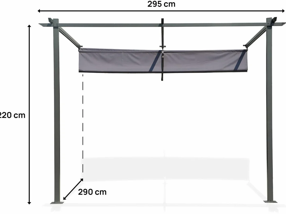 Habitat et Jardin Pergola adosada con Techo retráctil 3 x 3 m Gris Antracita
