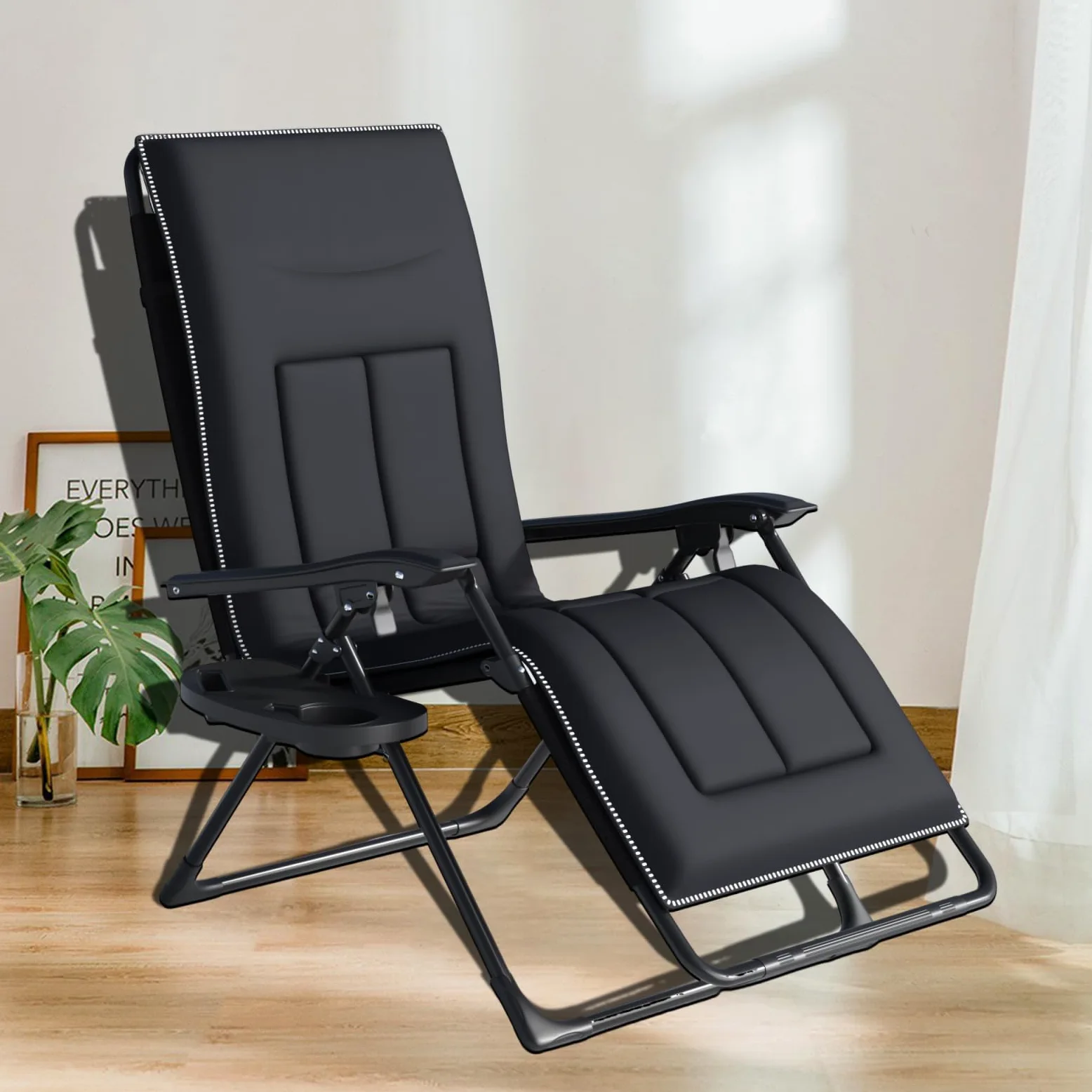 Gravedad Cero Tumbonas Jardin Exterior Plegable,Sillas Acolchadas Reclinables o Hamacas para Playa, Terraza y Camping,Plegable, Ahorra Espacio. (1, Rayas Negras)