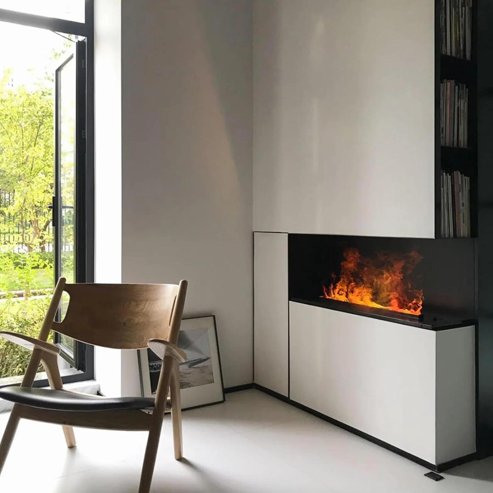 Chimenea de Vapor de Agua 3D, Humidificador Control Táctil/Remoto 100cm, Efecto de Llama 3D
