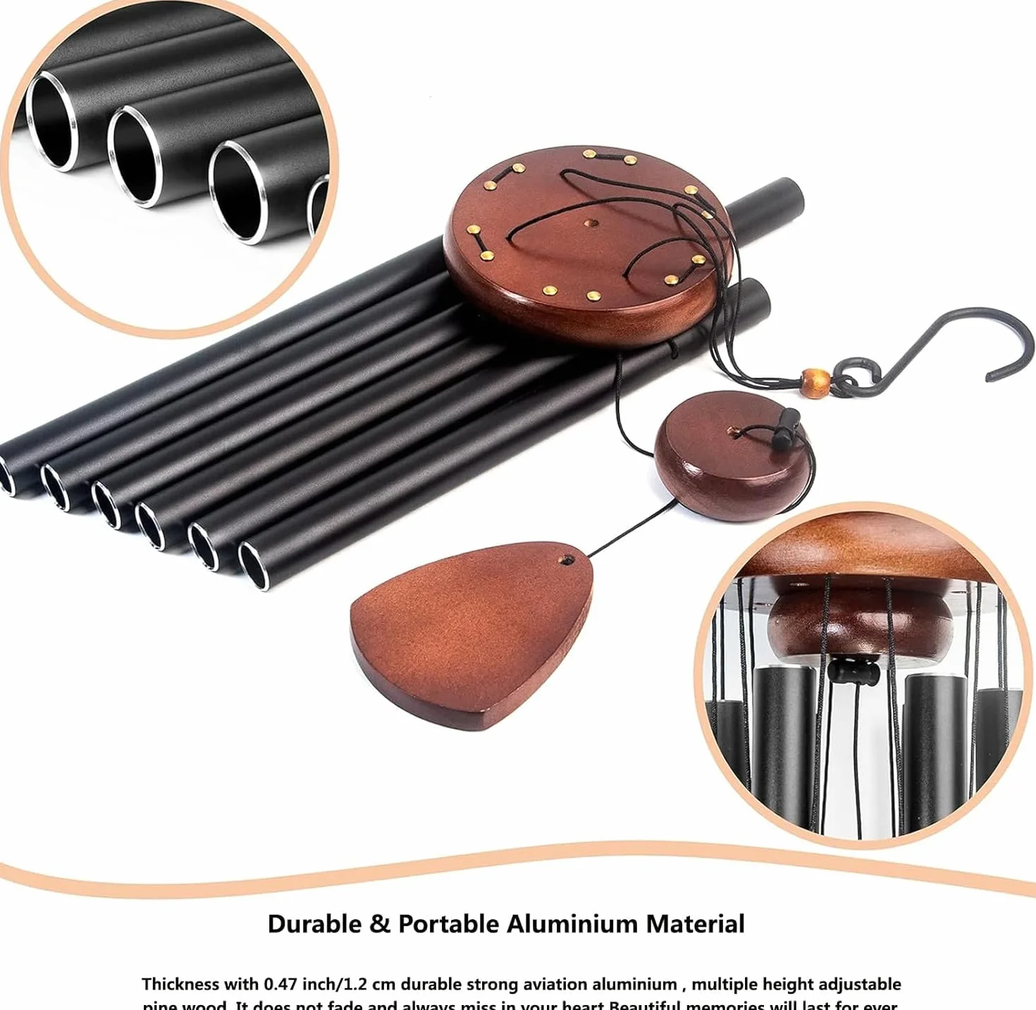 Campanas de Viento de Madera 26 Pulgadas conmemorativas para Exteriores Regalo de Condolencias