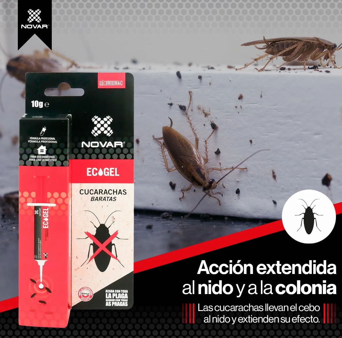 NOVAR ECOGEL Jeringuilla contra cucarachas 10 gr Ecopack