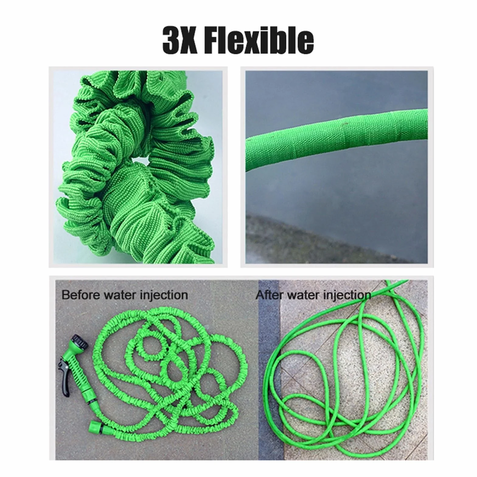 Manguera de jardín, tubería de Agua de Manguera de Manguera Extensible Manguera de jardín Flexible Manguera de Alta presión Conector Manguera(Green,125FT-37.5M Extended)