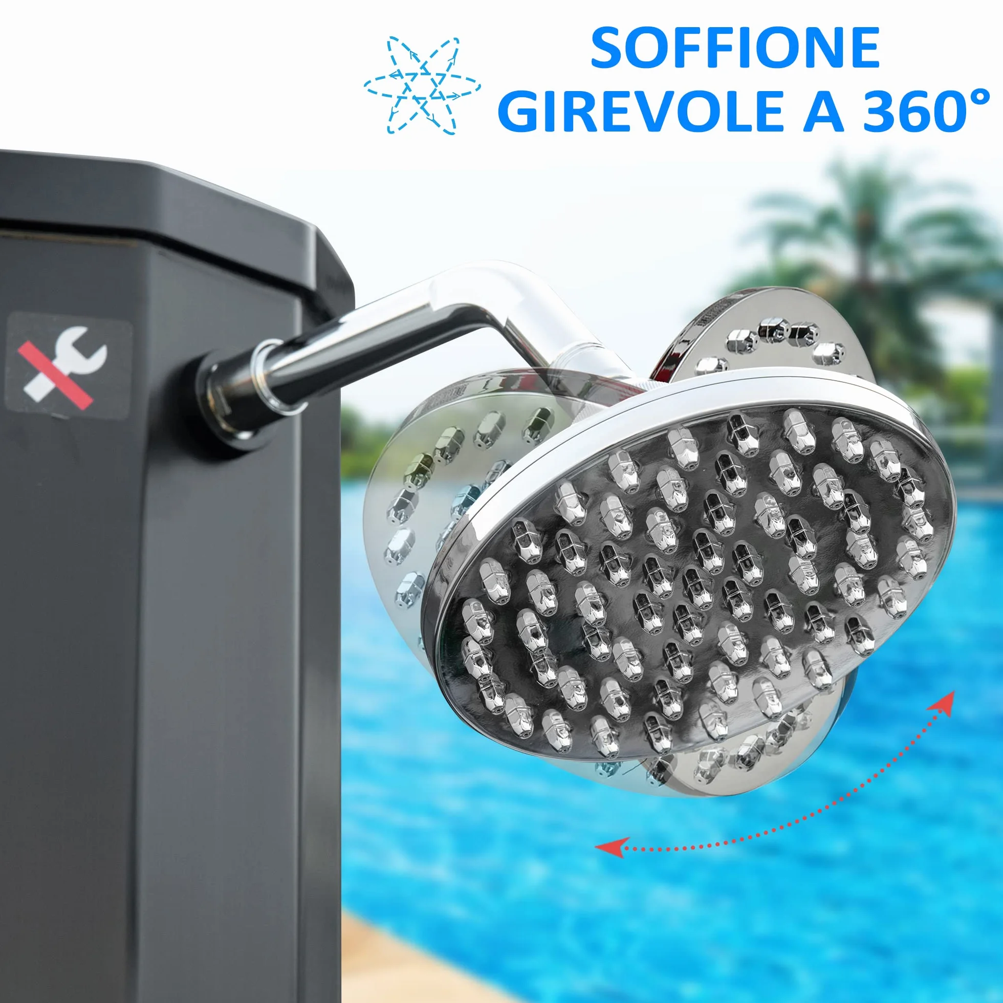 Outsunny Ducha Solar Climatizada de Jardín 55° 35L con Mezclador para Exteriores, Piscina y Camping, Negro