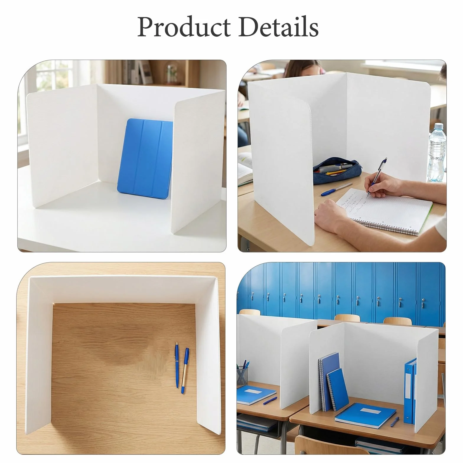 Cabilock 3 Piezas Panel de Privacidad y Material Plástico Blanco Instalación Flexible para Escritorio de para Exámenes y Aprendizaje Individual