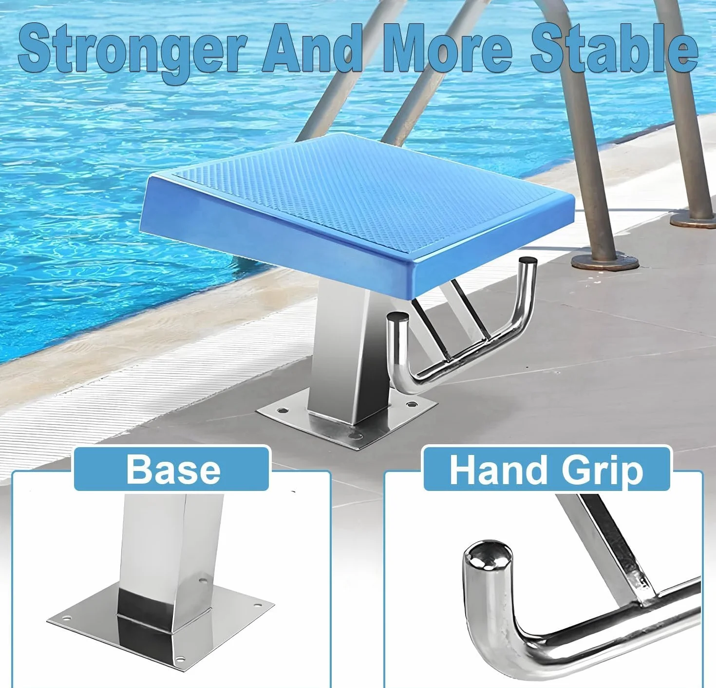 Trampolín de Alta Resistencia para Piscinas, Base de Acero Inoxidable, Inclinación 15° para Entrenamiento y Competición