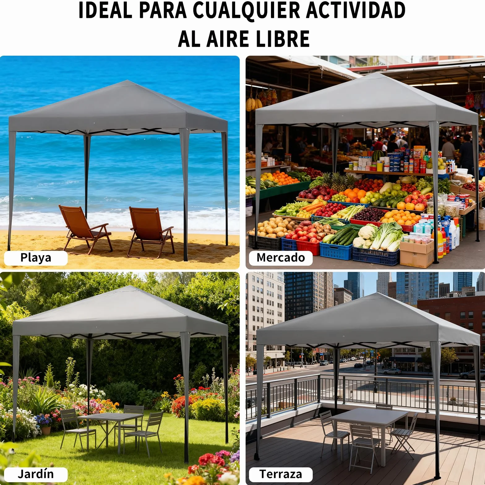 ISE Carpa Plegable 3x3, pergolas de Jardin Robusto, Carpas para Exteriores con 4 Paredes pergolas de Laterales para Reception, Fiesta, Camping, Festival, Cerveza, Carpa Camping Gris