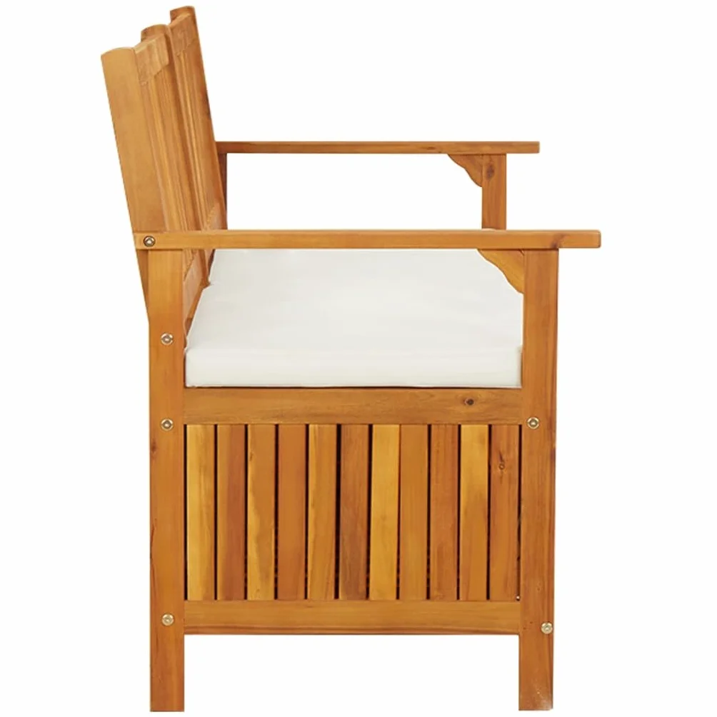 vidaXL Banco de Almacenaje con Cojín Otomana Baúl Madera Maciza Acacia 148 cm