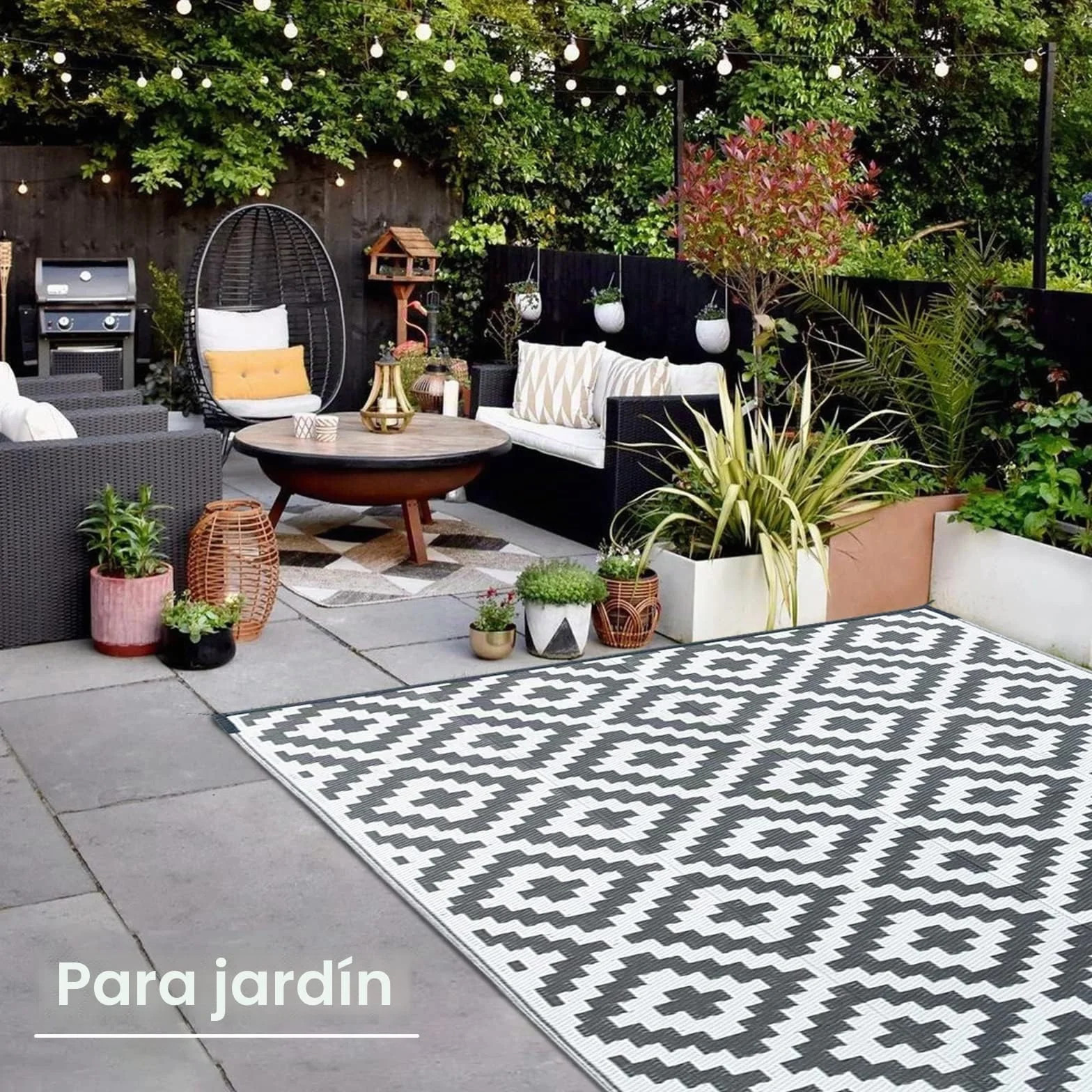 CHOSHOME Alfombra de jardín impermeable 120 x 180 cm resistente UV plástico reciclado exterior interior