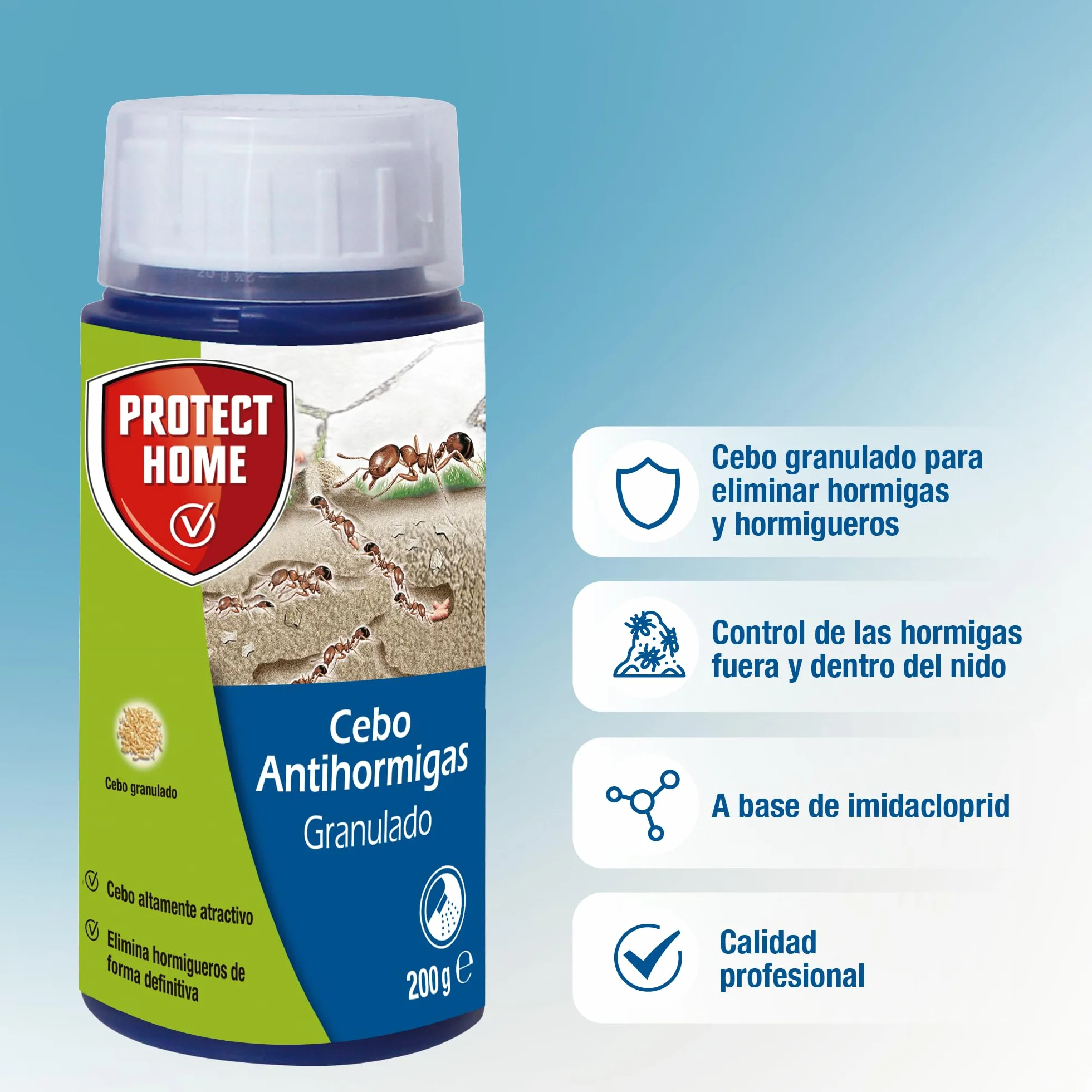 PROTECT HOME Cebo Antihormigas granulado, Elimina Hormigas Exteriores