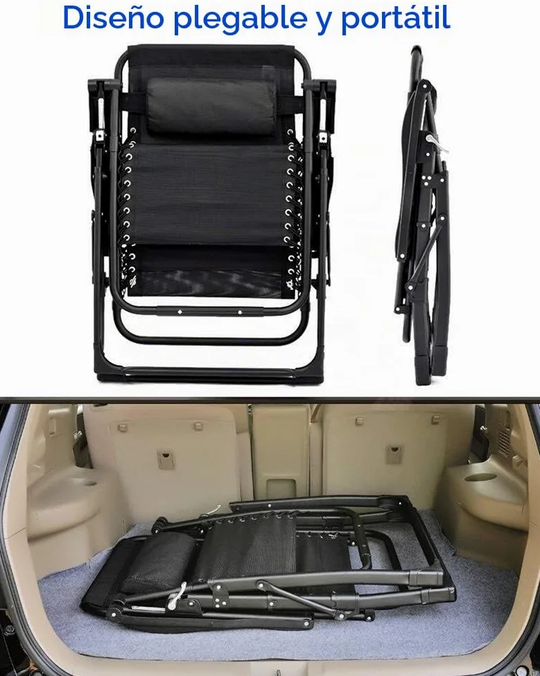 Sillas de Gravedad Cero Sillas extragrandes para Personas de Trabajo Pesado, sillones reclinables de Patio Extra Anchos Tumbona para Tomar el Sol en la Playa, Soporte 440 lbs.