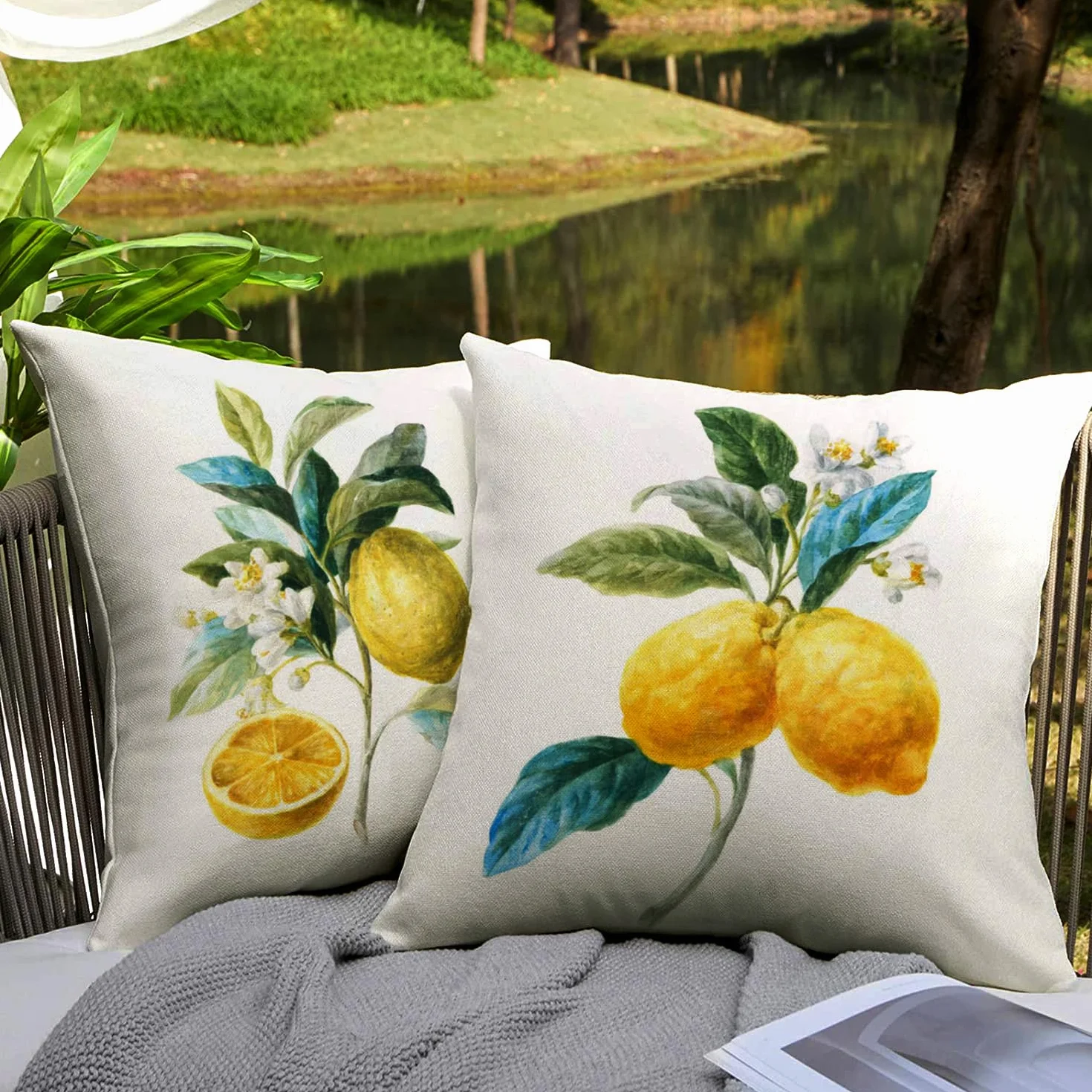 HUASHUZI Fundas de Cojines Exterior Impermeable 45x45cm Juego de 4