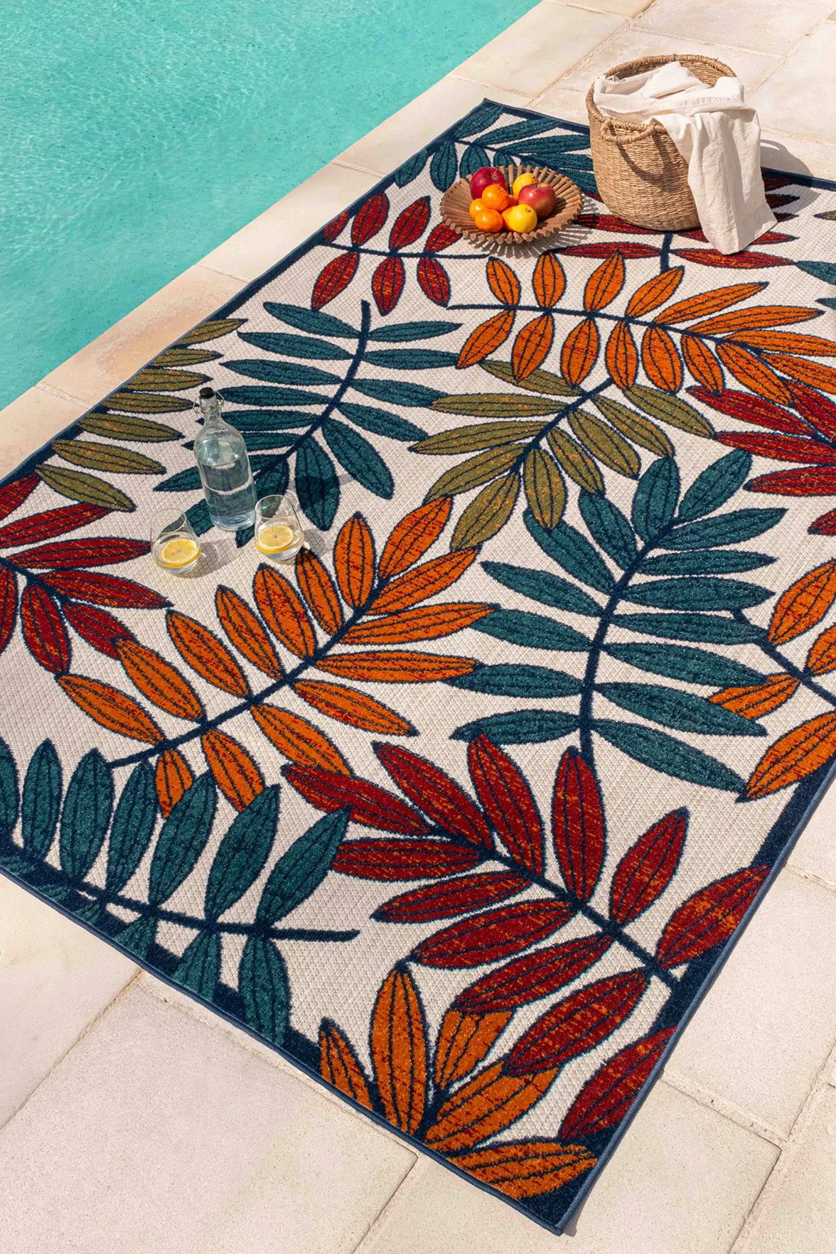 Alfombra Cabana Interior Exterior 70x140 cm Multicolor Patrón en Relieve