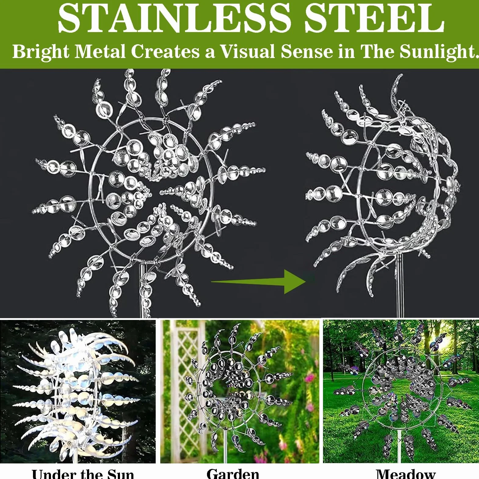 Metal 3D Spinner Molino de Viento para Patio y Jardín