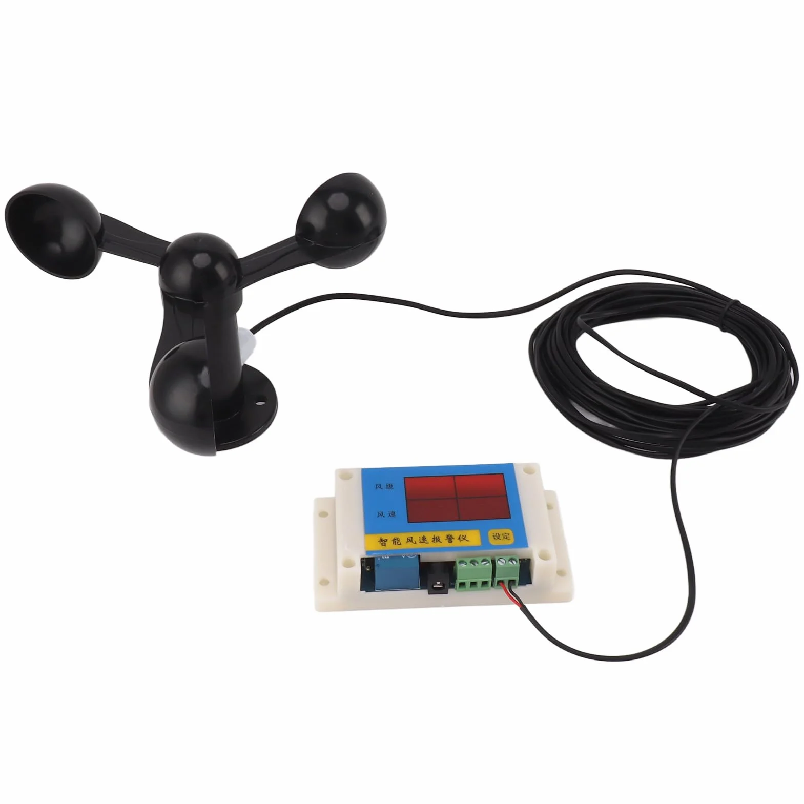 Anemómetro para Grúas Torre 3 Cúpulas USB 5V Alarma Velocidad Viento 2-12 Niveles Precisión Alta Apagado Automático