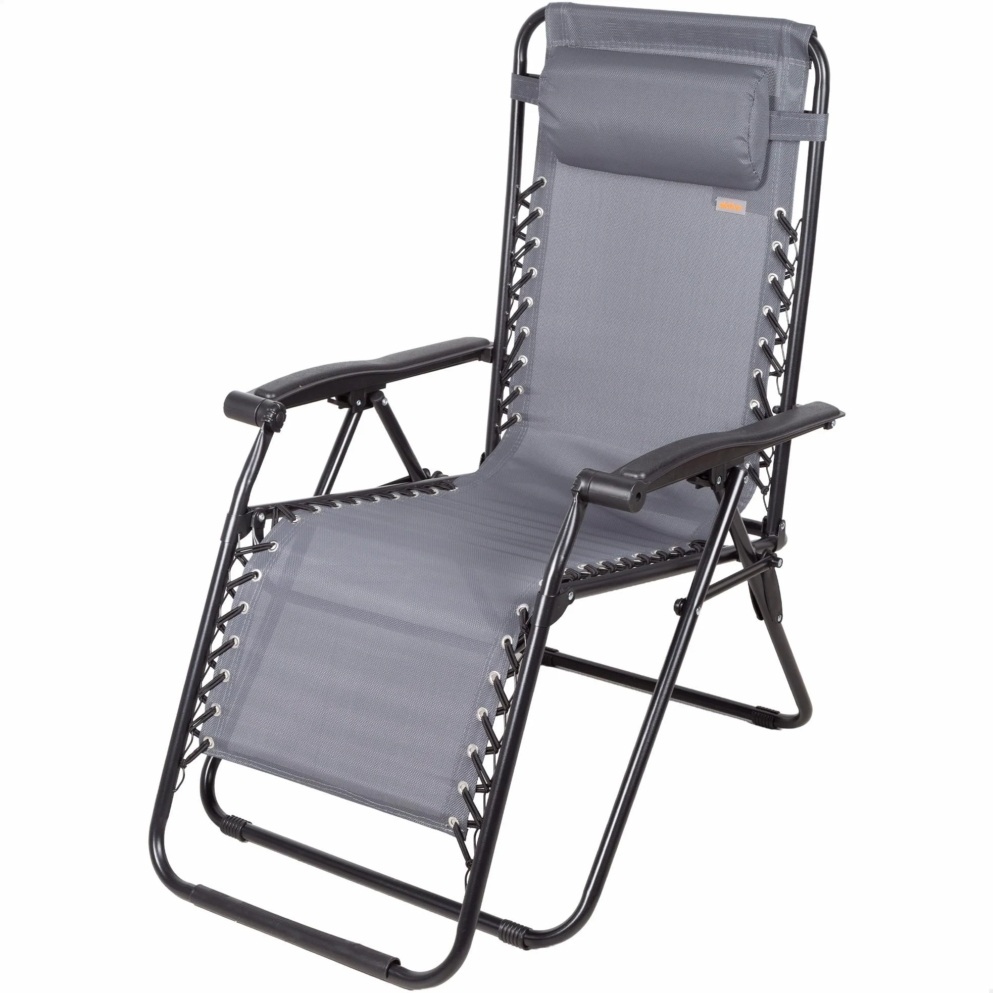 AKTIVE Tumbona jardín plegable, Color gris, 52x68x104 cm, Gravedad cero, Estructura acero, Tejido textileno, Soporta 110 kg, Antivuelco, Cojín acolchado, Hamaca terraza exterior (61166)
