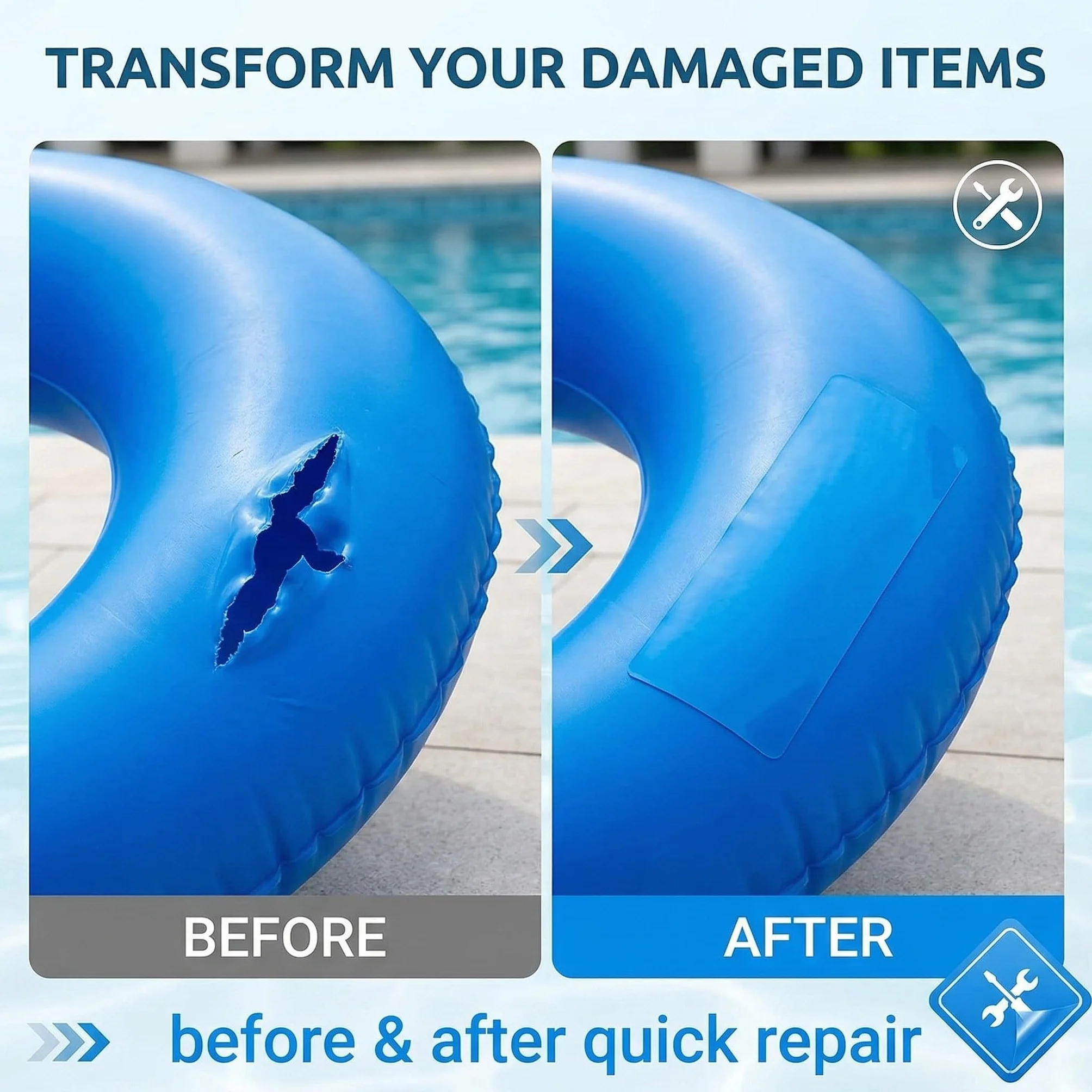 Kit de reparación de parches inflables para piscinas, colchones y botes