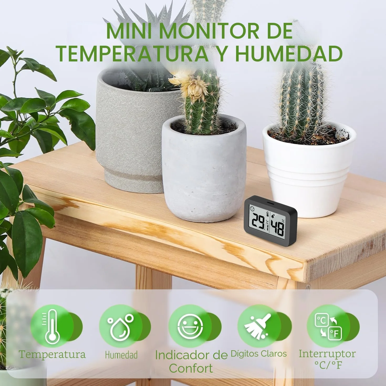 Doomay Mini Higrómetro Termómetro Interior, Medidor de Humedad Digital con Botón de Interruptor Celsius Fahrenheit, Monitor de Temperatura