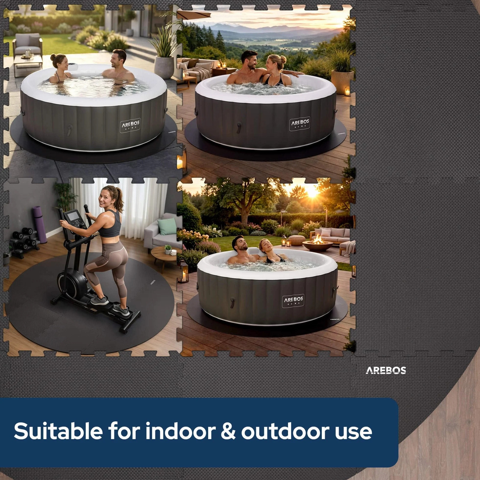 Arebos Esterilla Protectora Redonda Ø 200 cm para Piscina y SPA Base EVA Aislante Antideslizante