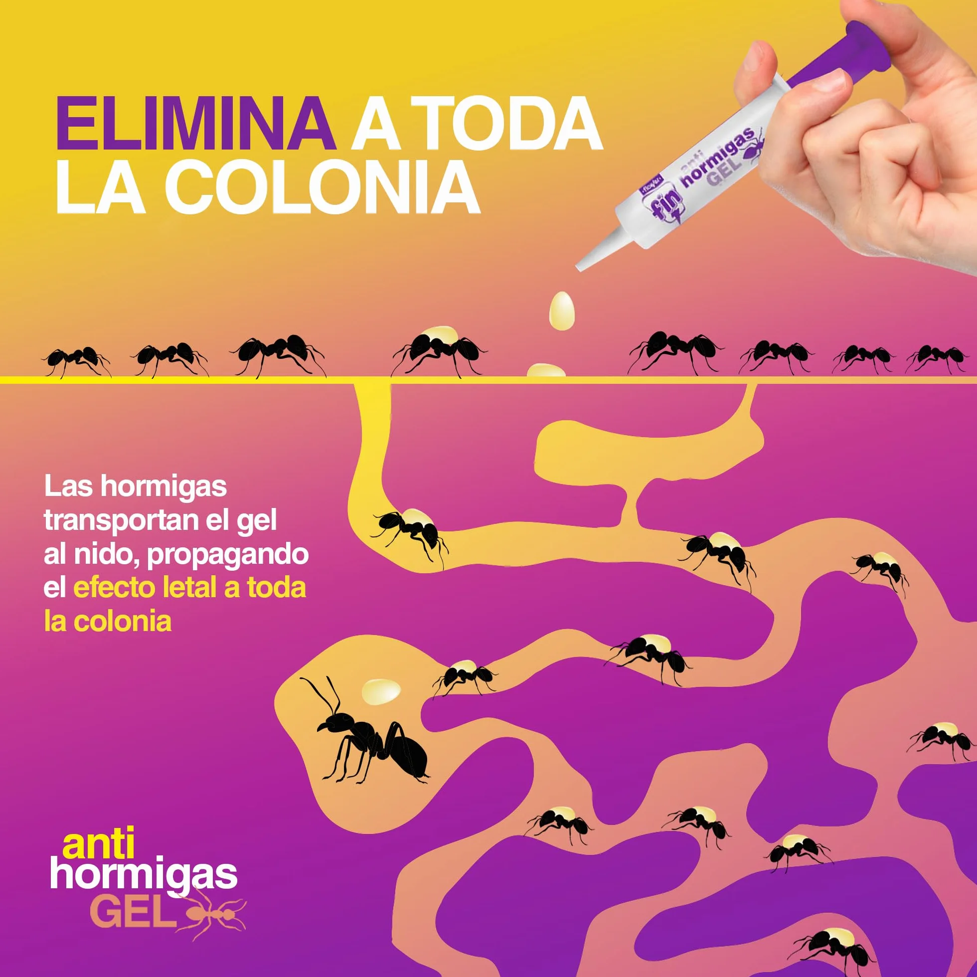 Insecticida Antihormigas en Jeringa 10 gr, Elimina Hormigueros, Cebo Gel