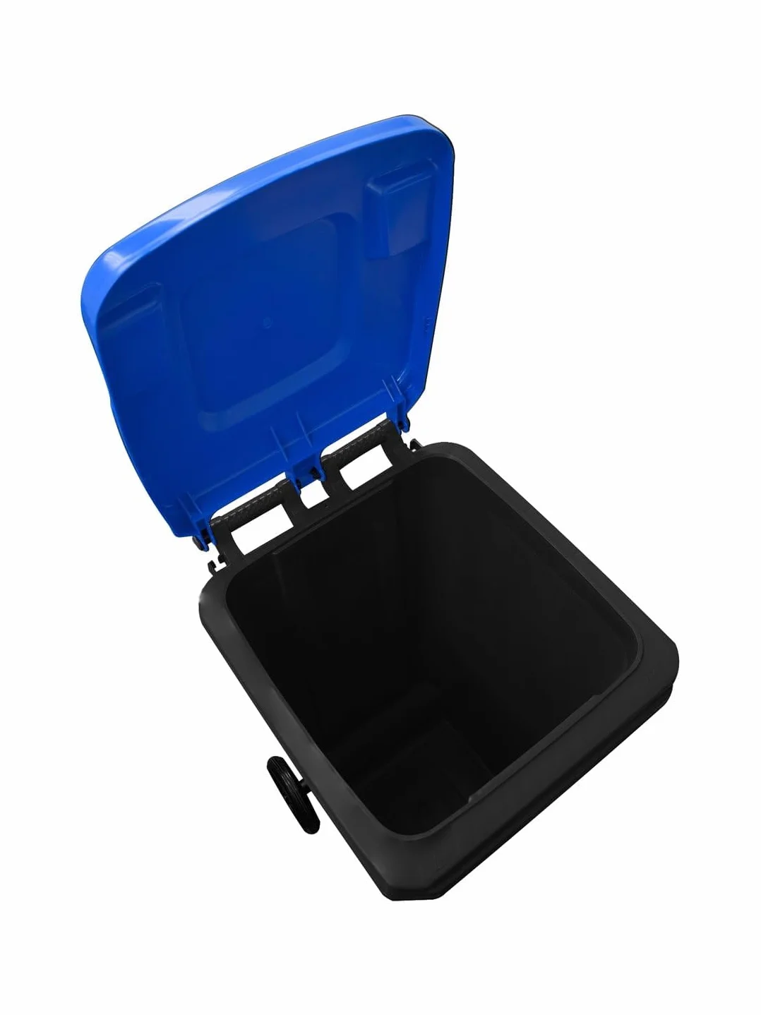 Ecodiseño Jardín Contenedor Basura Reciclable 120L 2 Ruedas Tapa Azul