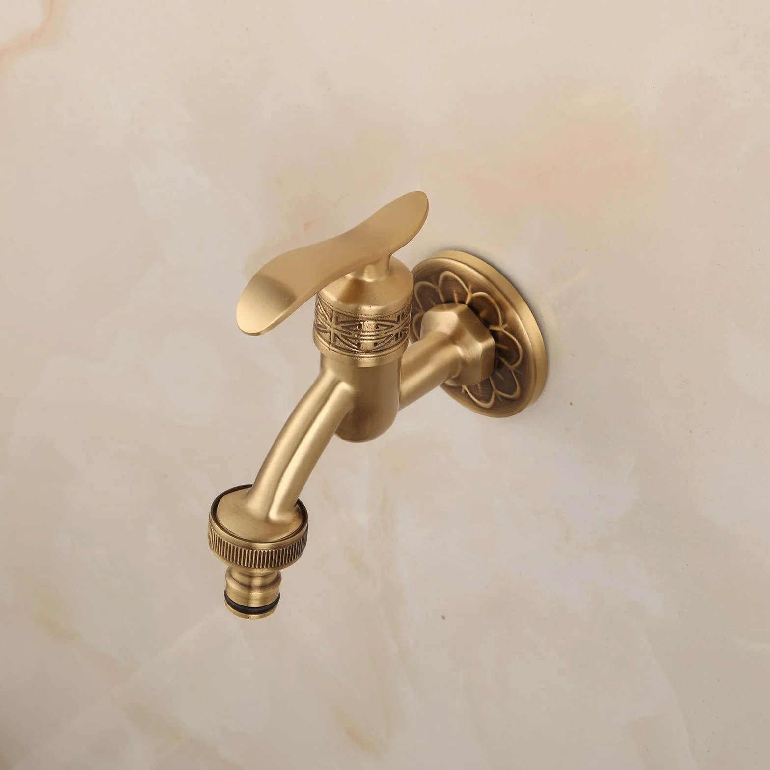 Grifo de pared retro de latón para lavadora y jardín