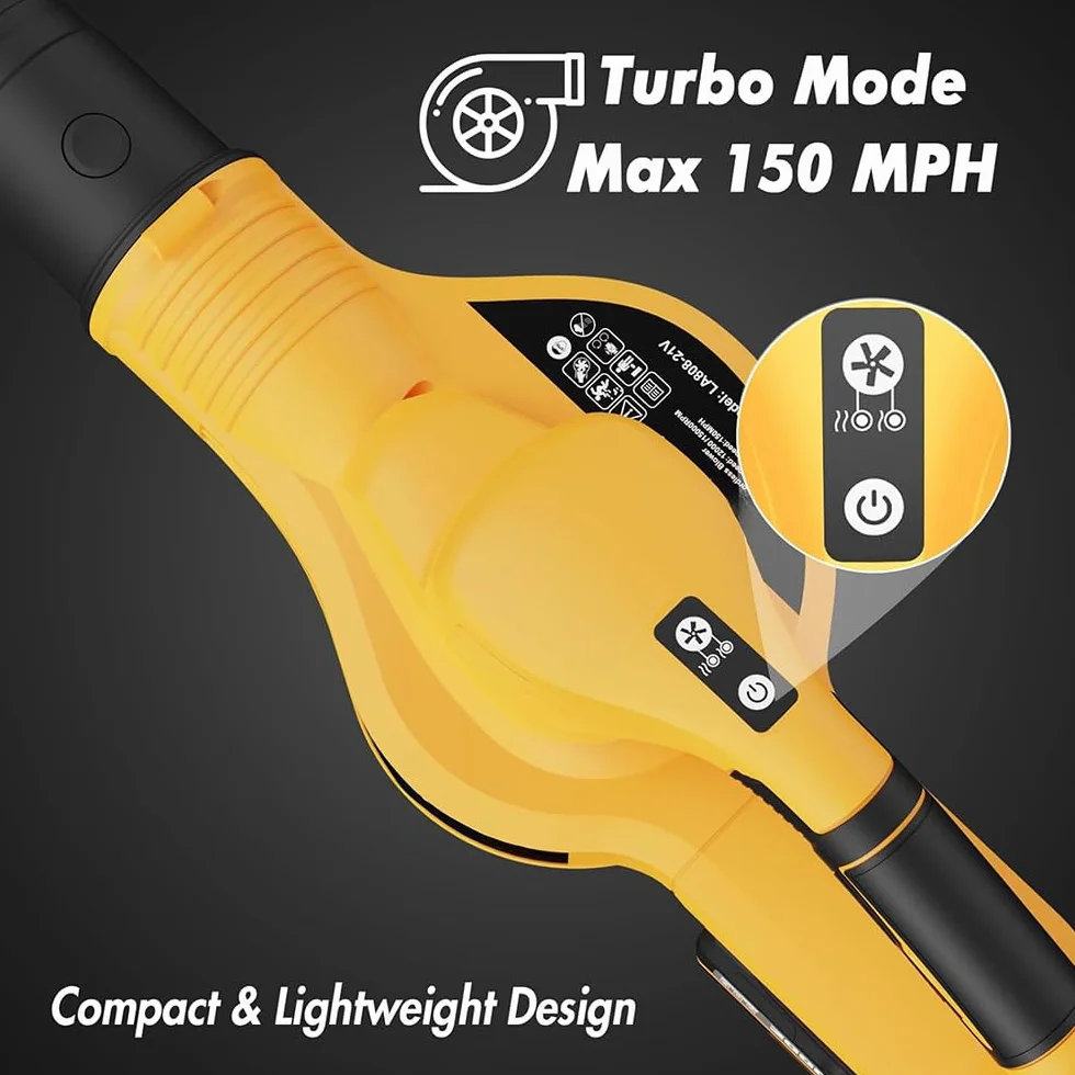 Soplador de hojas inalámbrico 21 V - 3000 W | Con 2 baterías 2.0Ah/21V, 2 velocidades (200 km/h máximo), para el césped, el soplado de la nieve y el desempolvado