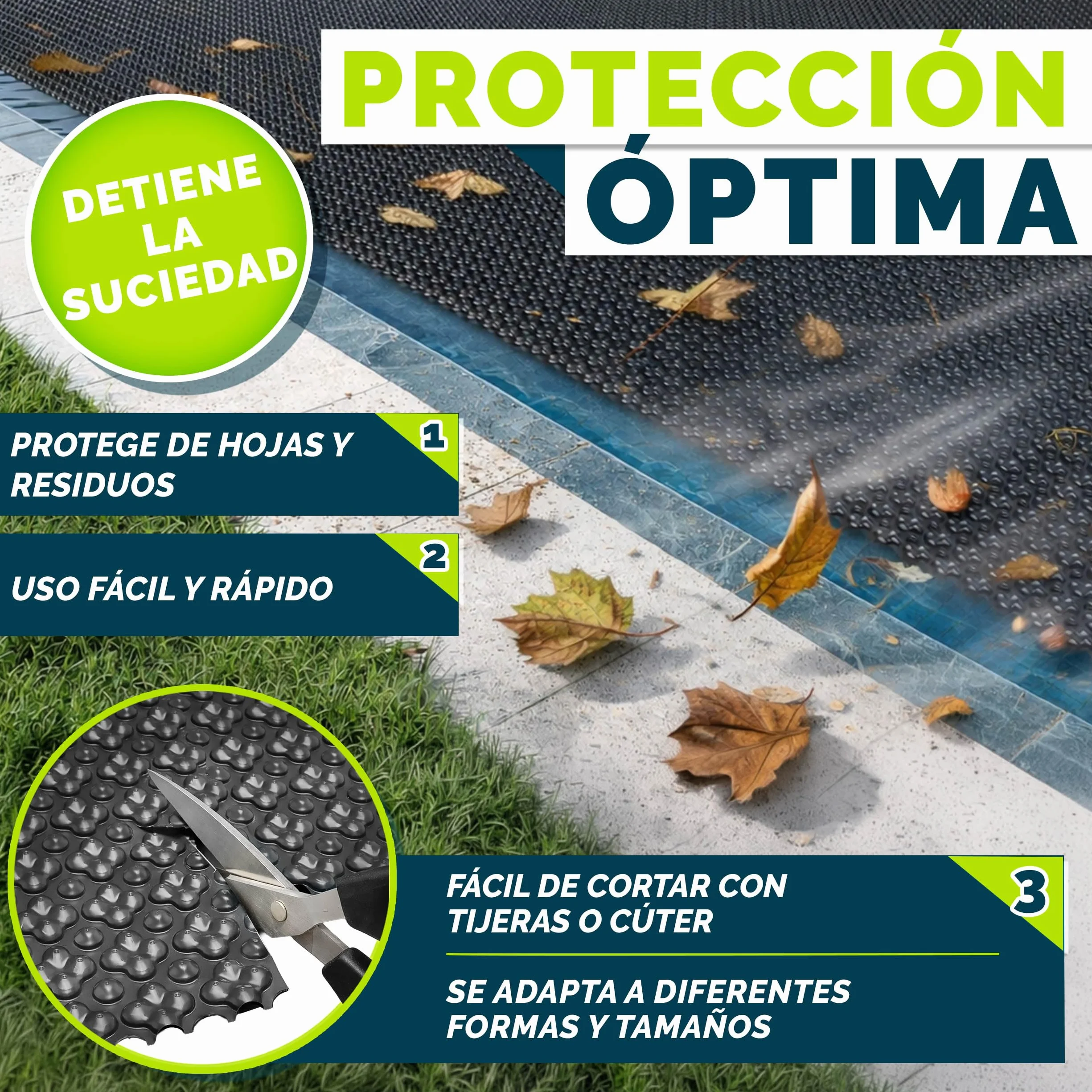 tillvex® Elite Lona Solar para Piscina 400 µm Rectangular 732 x 366 cm Cubierta Térmica Recortable ProHeat QB4