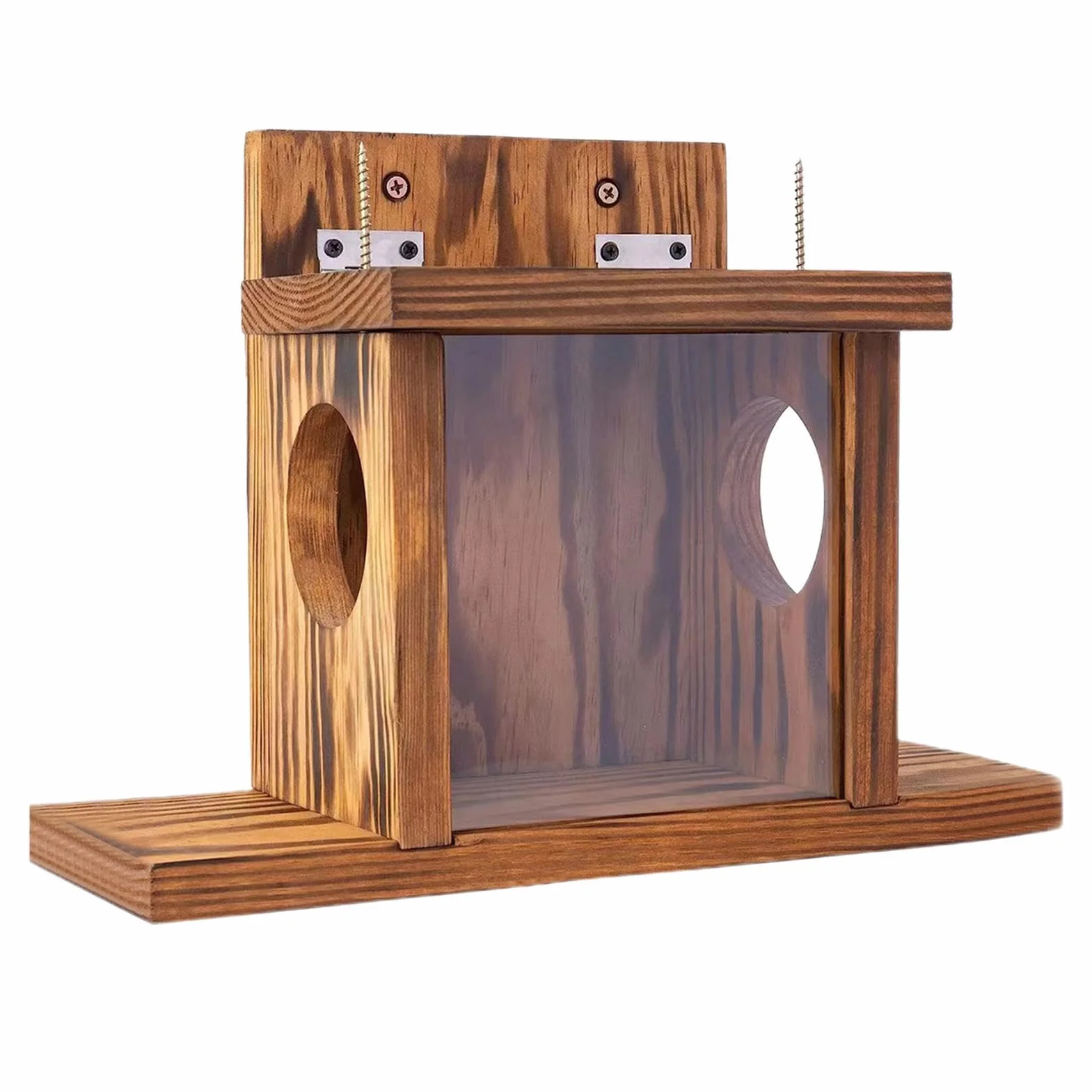 Caja de Madera para Comederos de Ardillas Rústica Decoración de Jardín