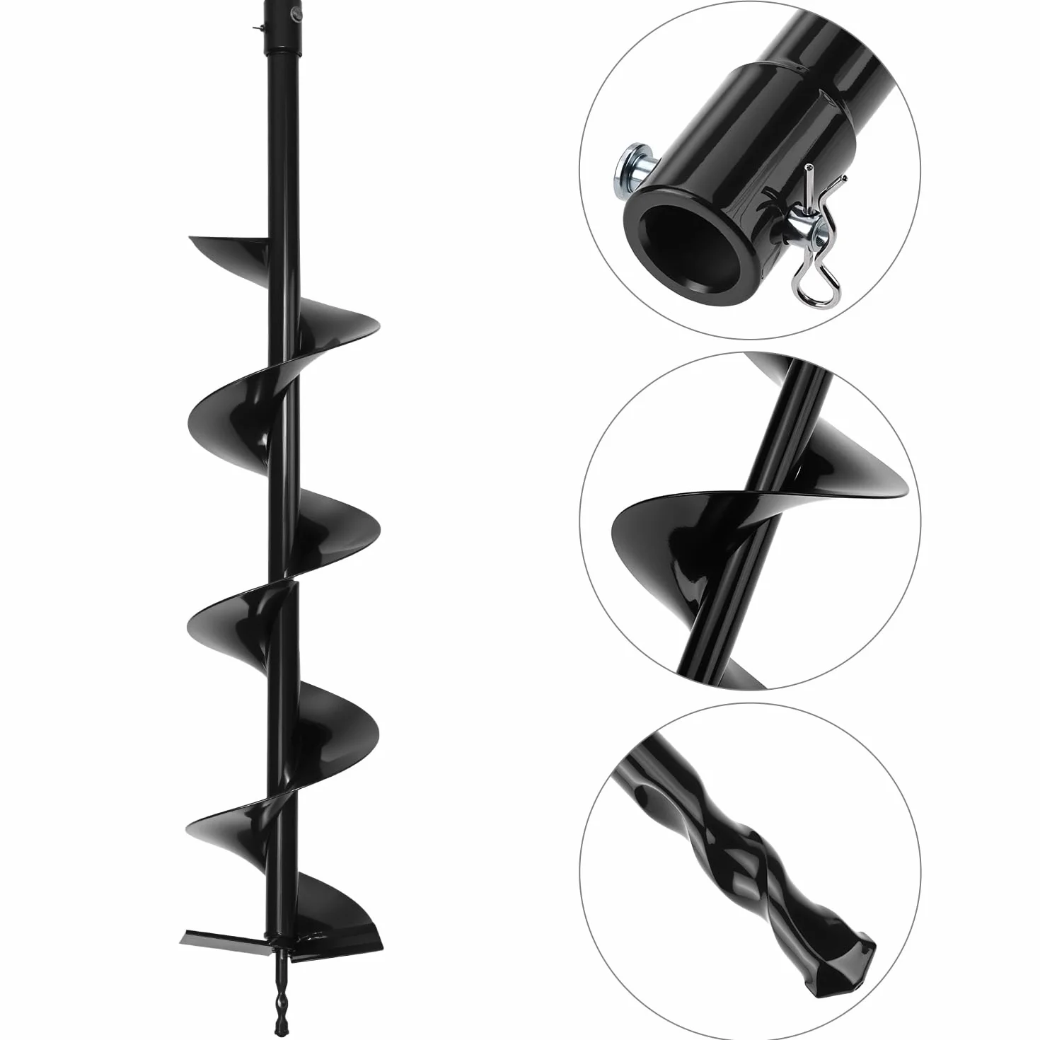 QWORK Taladro de Tierra ⌀ 150 mm Taladro Pilotes 80 cm para Perforar Agujeros Plantar Arboles