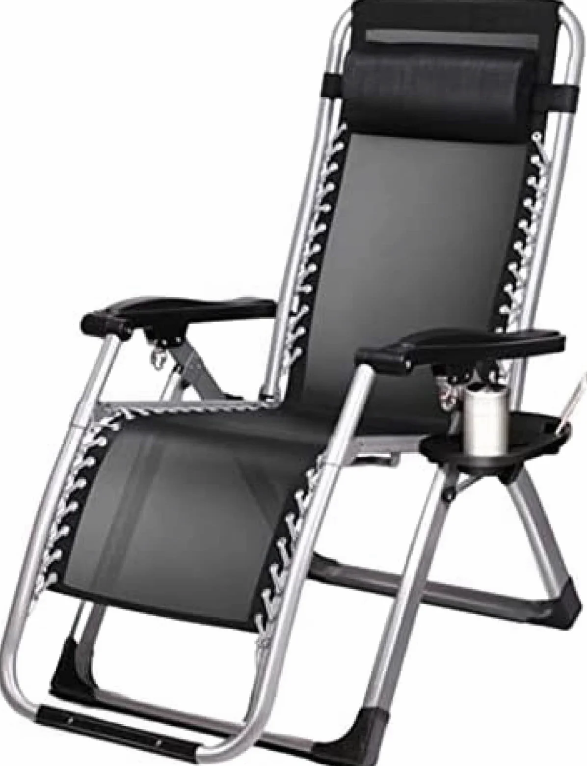 Tumbonas para Exteriores Tumbonas Sillas de Gravedad Cero Tumbona Ajustable con portavasos, Negro, soporta más de 440 Libras / 200 kg, Silla de Gravedad Cero x1 69Tranquilidad
