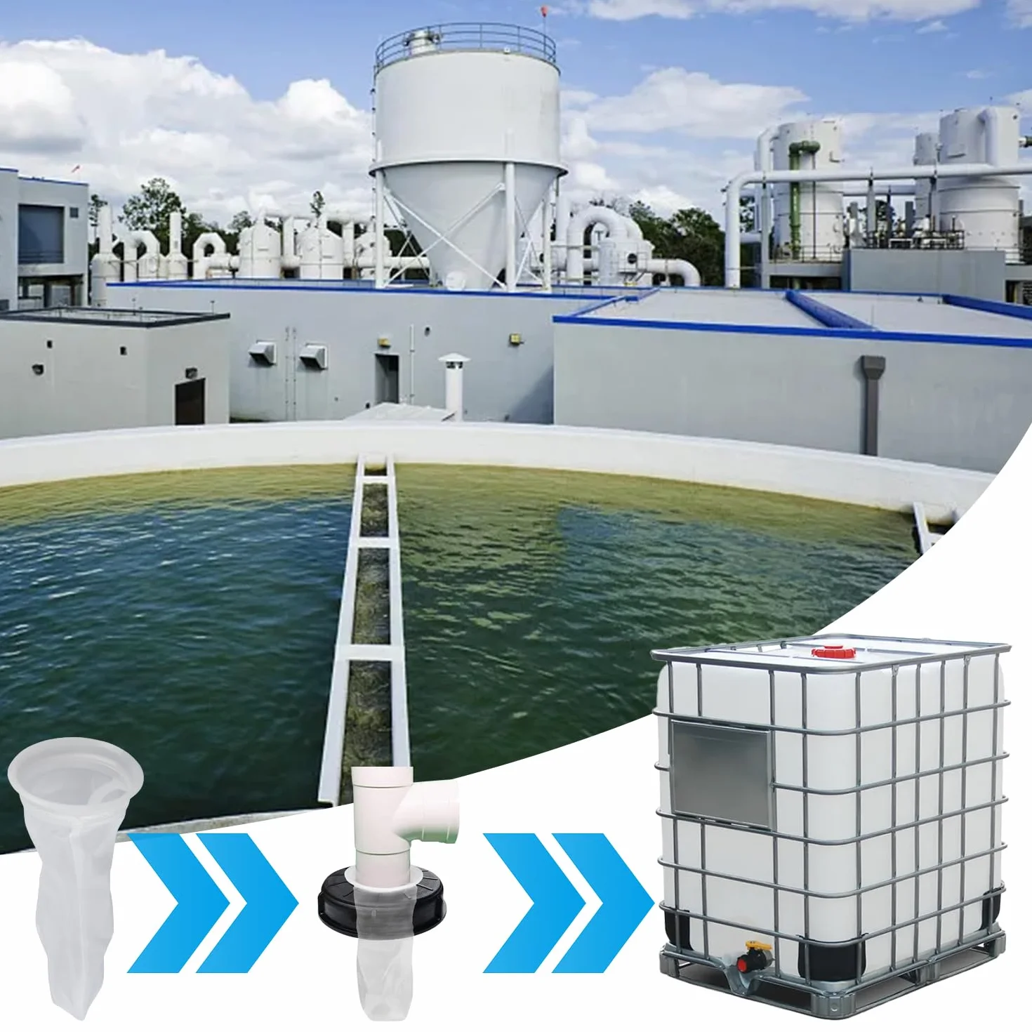 Filtro de Tapa IBC DN75 - Filtro de Nylon para Agua de Lluvia, Bolsa Colador Malla Fina
