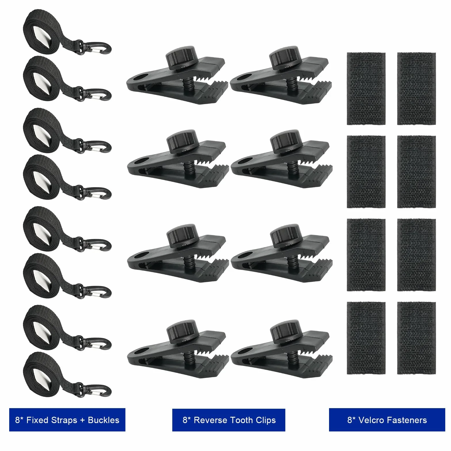 Kit de Fijación de Carrete de Cubierta Solar, 8 Bandas de Sujeción y Pinzas para Enrollador de Piscina