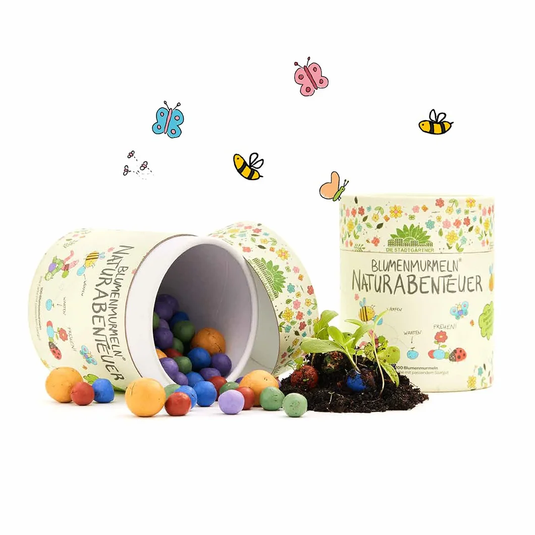 Canicas de flores de colores Mi aventura en la naturaleza enrolladas a mano ecológicas duraderas 2 años regalo niños