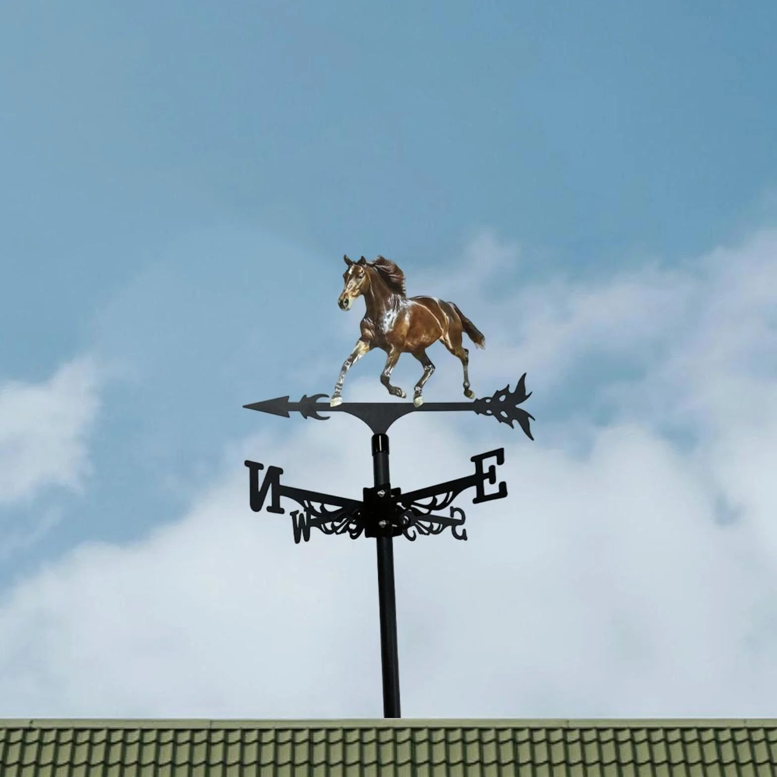 Veleta con Forma de Caballo, Indicador de Dirección del Viento de Metal, Adorno de Hierro Forjado