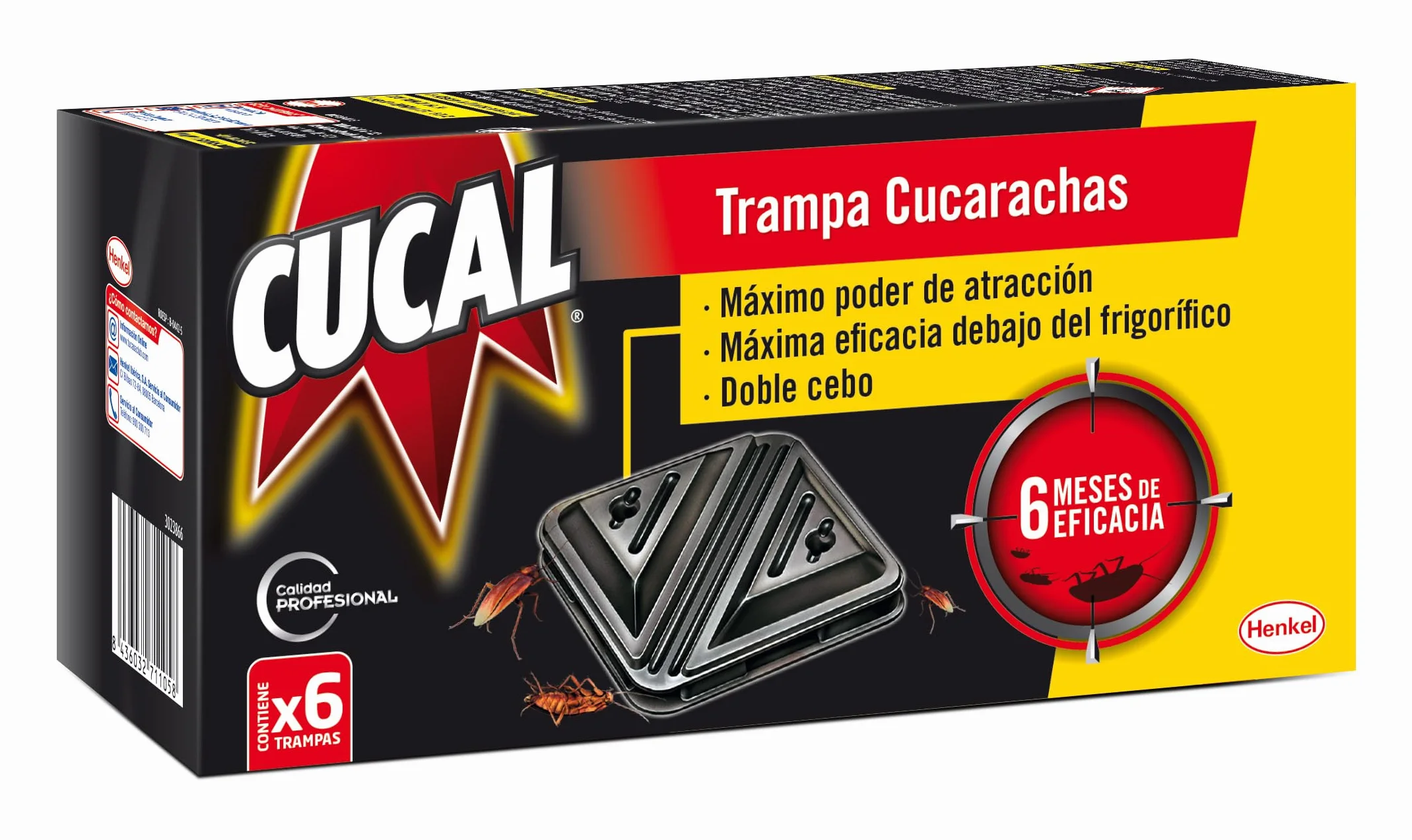 Cucal Insecticida Trampa Cucarachas Doble Cebo Pack 3 Total 18 Unidades