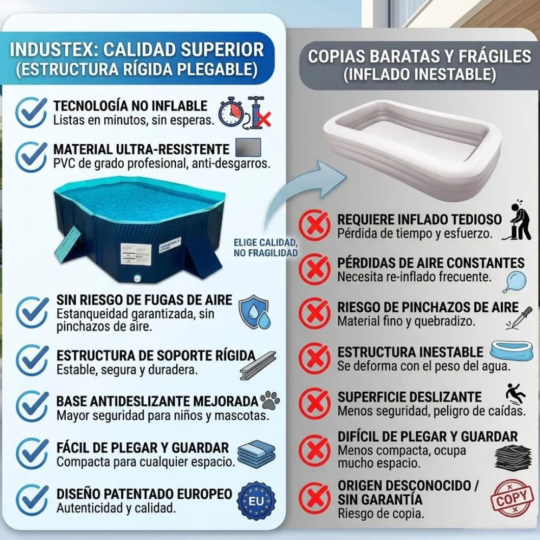Piscina Plegable 180x110x50cm para Niños y Adultos Portátil Desmontable
