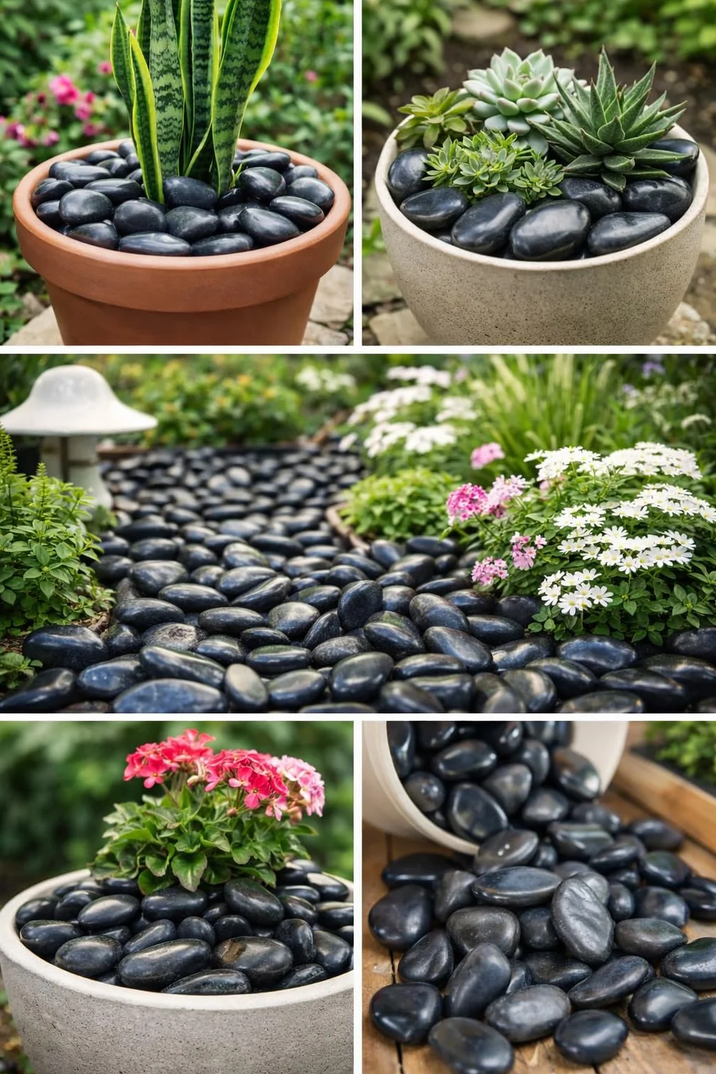 Piedras Negras Decoracion Jardin Interior Exterior 1 kg