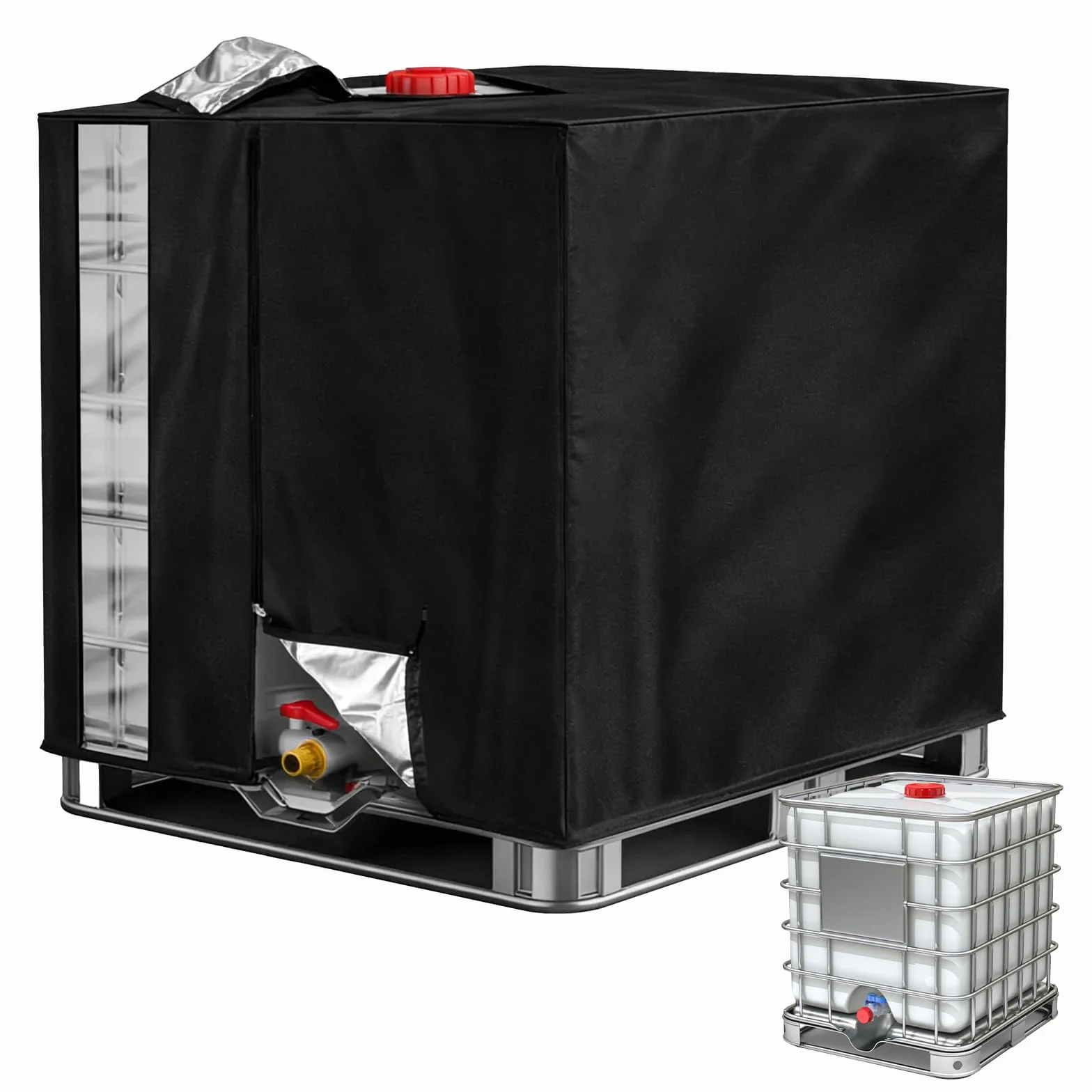 DBREAKS Cubierta para depósito IBC 1000 L Anti-UV Impermeable 120 x 100 x 116 cm Negro