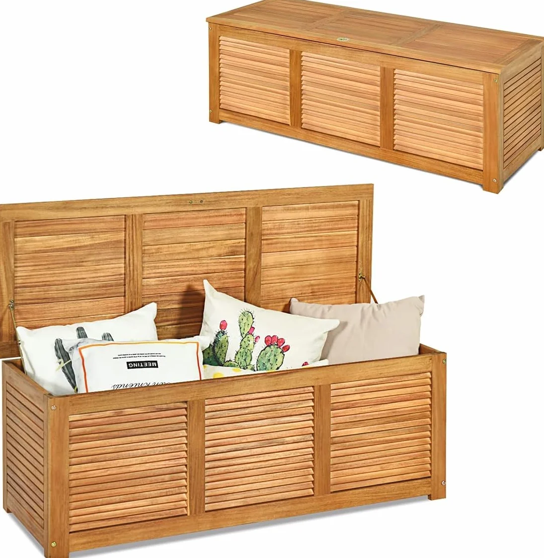 RELAX4LIFE Baúl Almacenaje Exterior Madera Acacia 120,5x44,5x44,5cm Carga 160kg