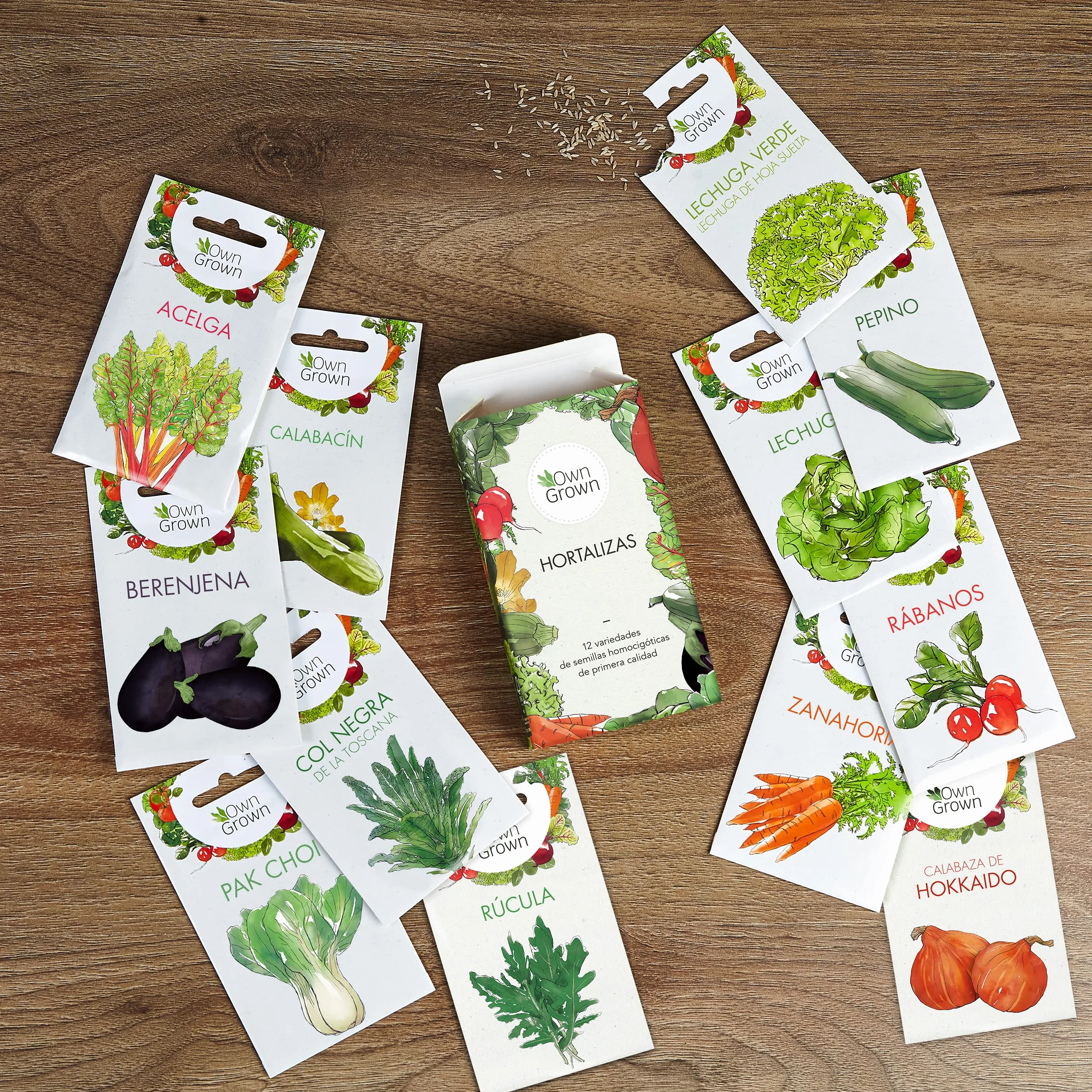 Kit Semillas Verduras 12 Variedades Hortalizas Huerto Tomate Lechuga OwnGrown