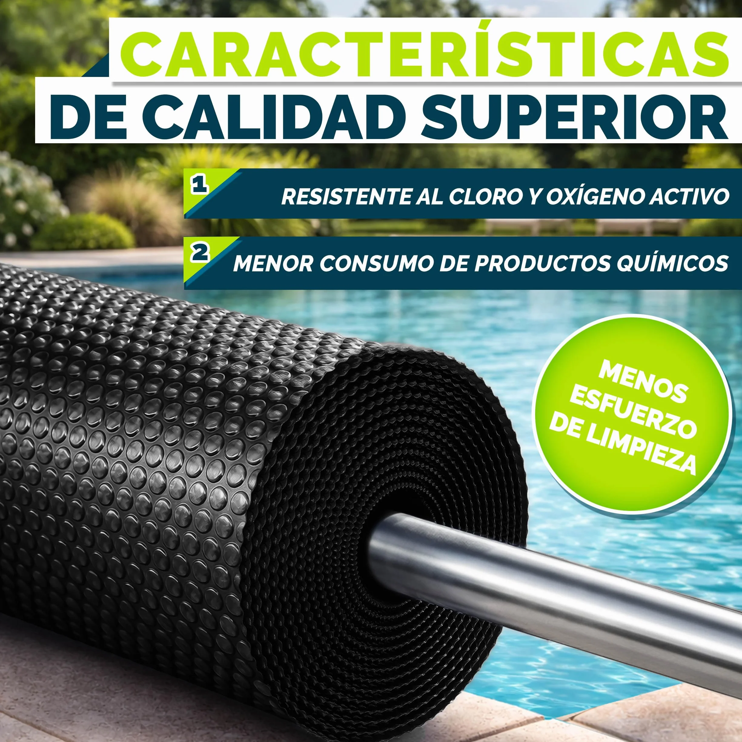 Tillvex Cobertor Solar Piscina Redonda Ø 457 cm 120 µm Cortable a Medida Calefacción Agua