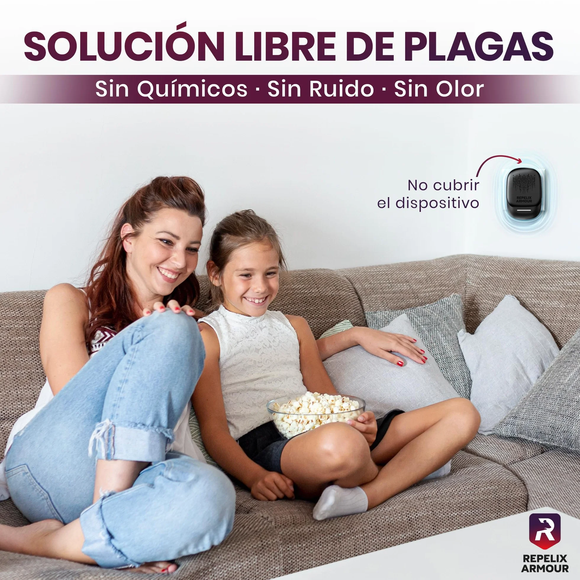 Repelente ultrasónico de plagas para Interiores Pack de 2 140m² 3 Modos