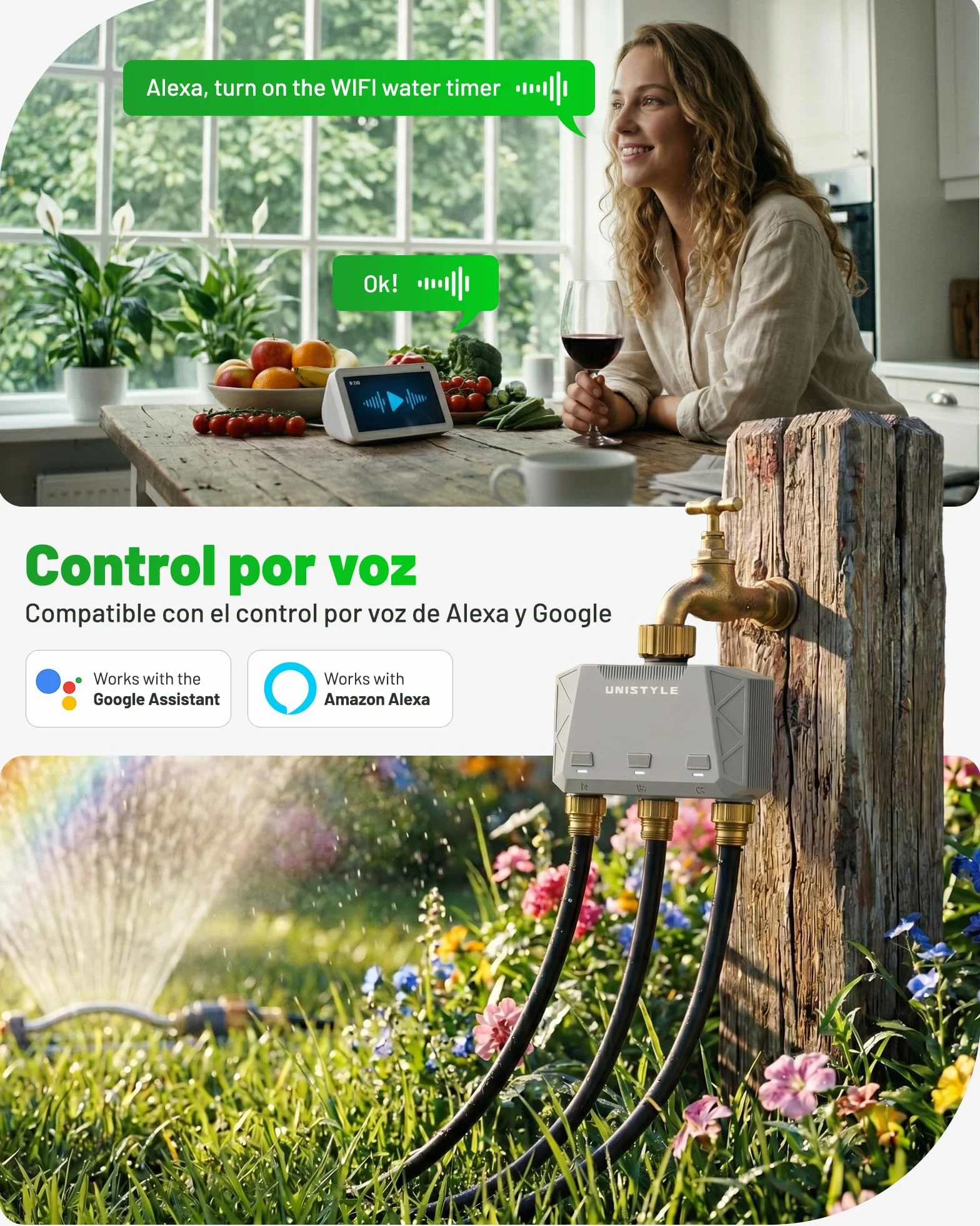 Programador de riego WiFi 3 Salidas Temporizador Inteligente App