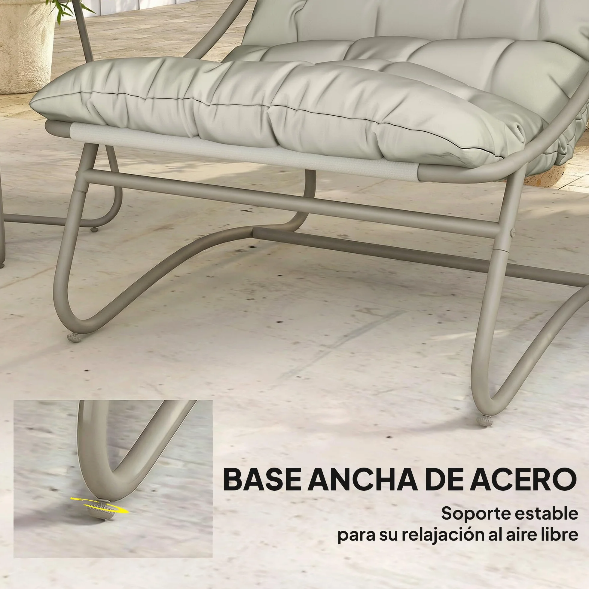 Outsunny Conjunto de Mesa y Sillas de Terraza Exterior 3 Piezas, Muebles de Jardín con Cojines, Gris Claro