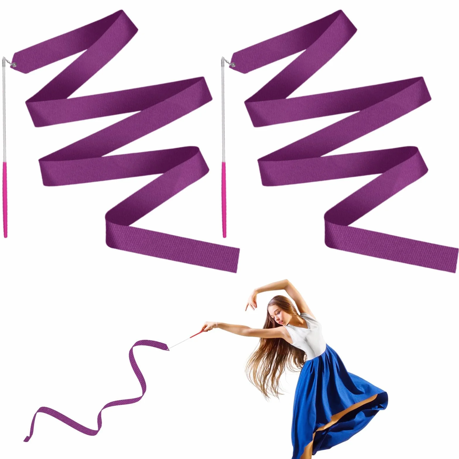 Cintas de Baile 4M Cinta de Gimnasia Rítmica para Niña Ballet Bastón