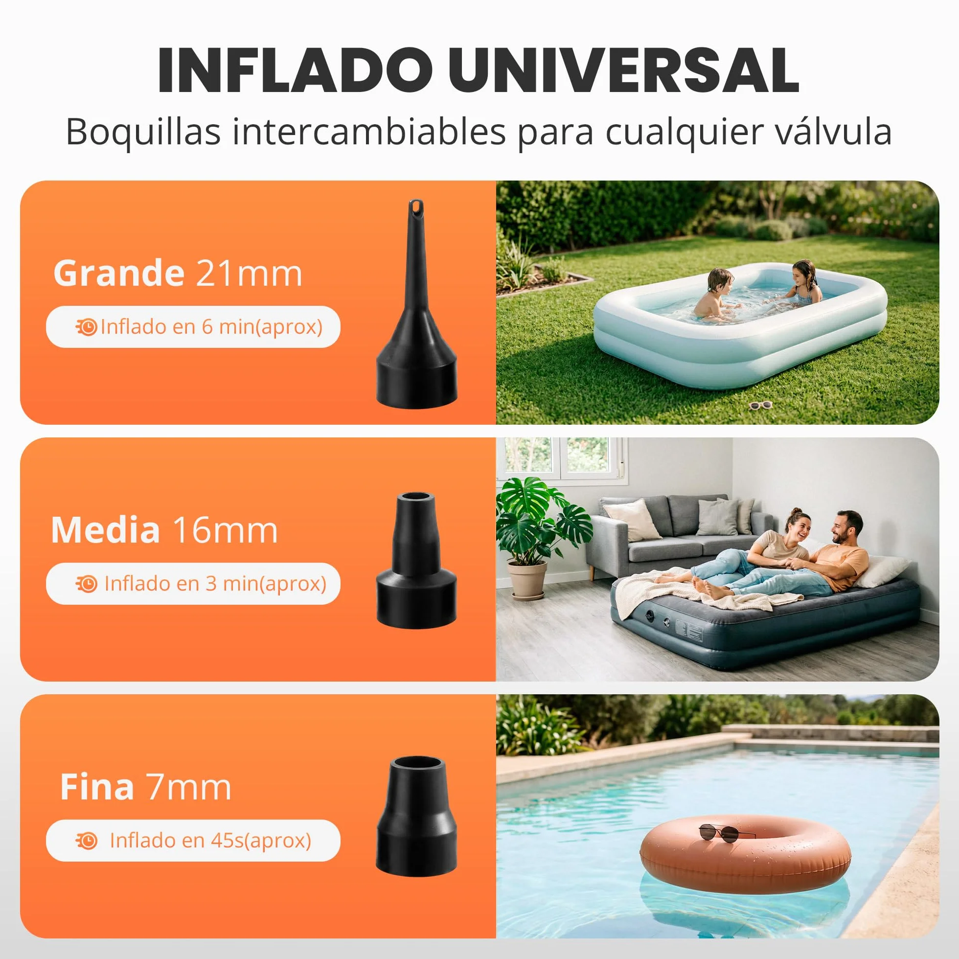JUPPLIES Inflador Electrico 240V AC 12V DC 2 en 1 Hinchador Deshinchador Bomba de Aire Portatil