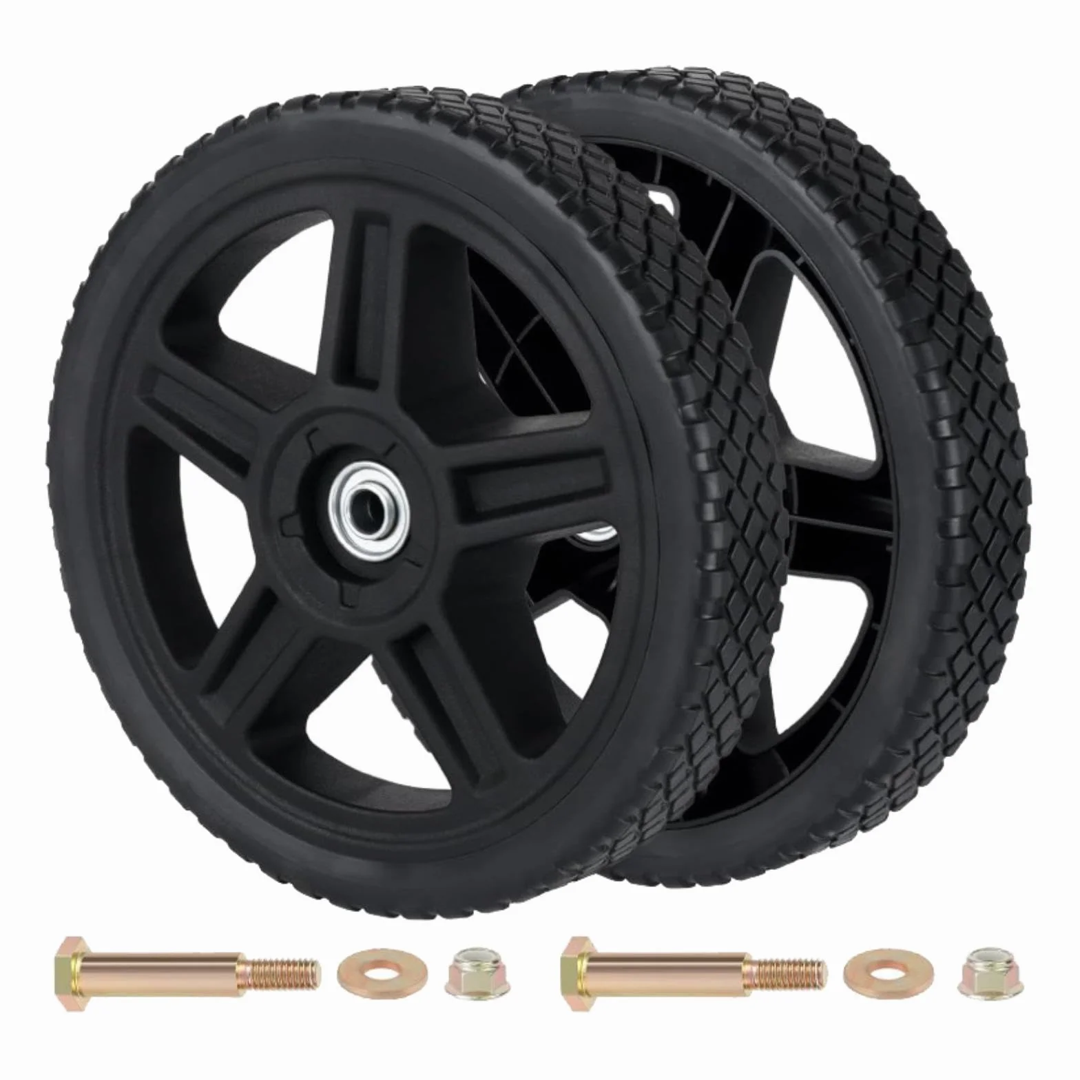 para Cortacésped, Ruedas para Cortacésped de Empuje, Reemplazan Las Tuercas de Los Pernos para Carros, Remolques de Tractores Cortacésped Y C, 10inch 25.5x4.5cm