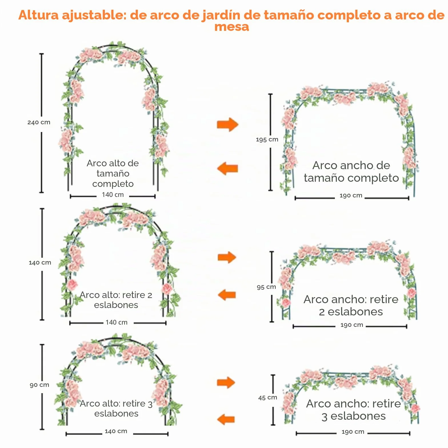 Mr. Ton Arco de Boda Pérgola de Jardín 7 pies 8 Pulgadas Alto x 4 pies 5 Pulgadas Ancho