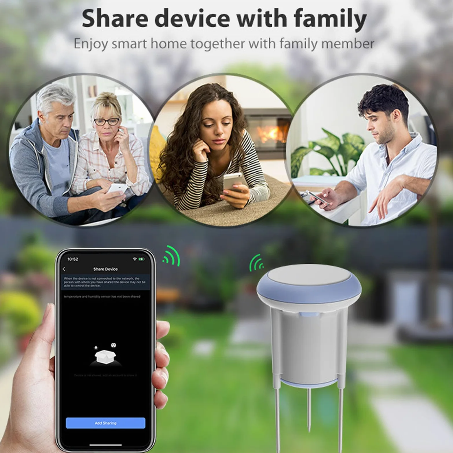 SENECESLI Sensor Inteligente de Temperatura de Humedad del Suelo WiFi, Probador de Humedad a Prueba de Agua IP66 para Jardinería Al Aire Libre, Soporte para Tuya