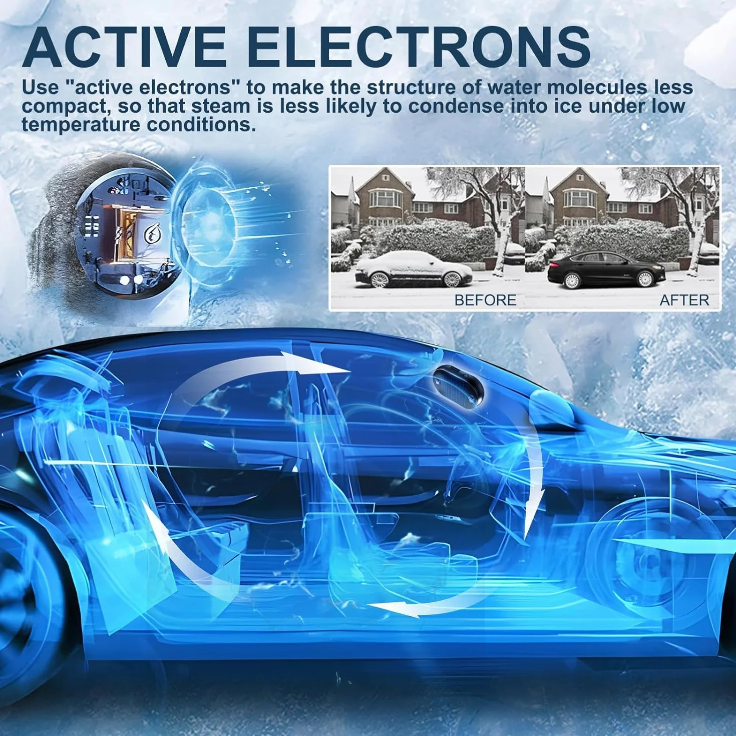 Eliminador de nieve solar electromagnético anticongelante para coche